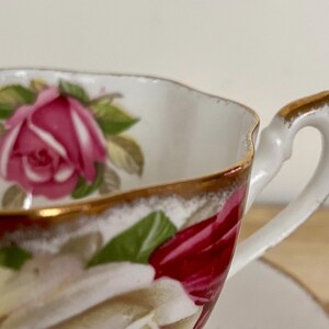 Vintage Queen Anne “Lady Sylvia” Teacup & Saucer – Pink Cream Roses with Gold Trim – England image 2
