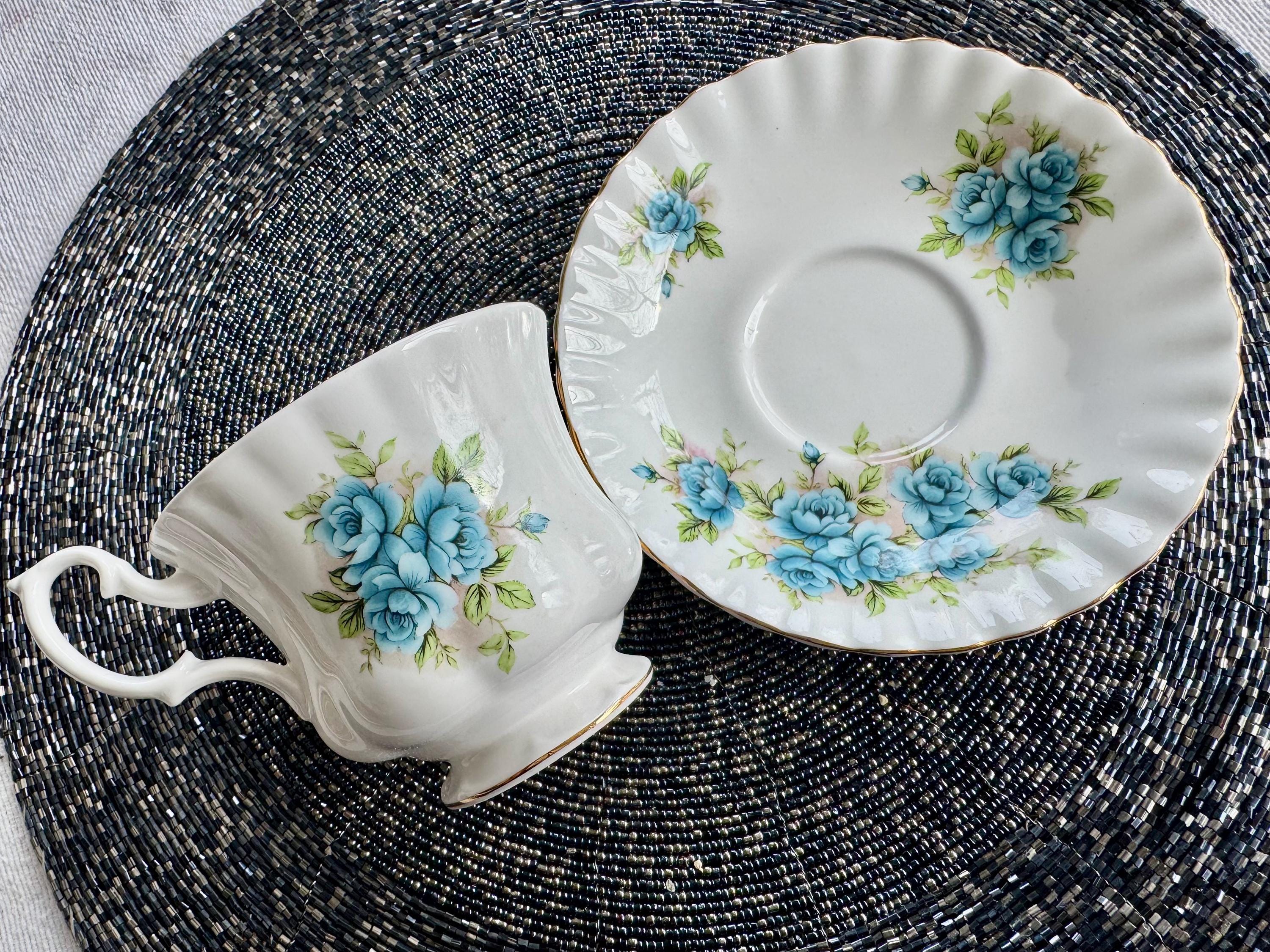 Vintage Royal Albert “Blue Roses” Bone China Teacup & Saucer – Made in England