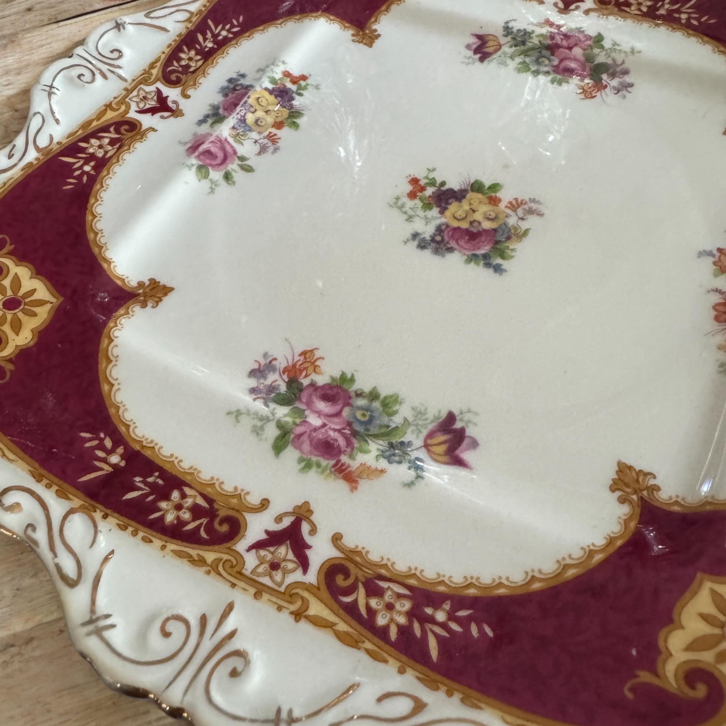 Vintage 1930s Myott “The Bouquet Green” Square Luncheon Plate – Pattern 2381 – England