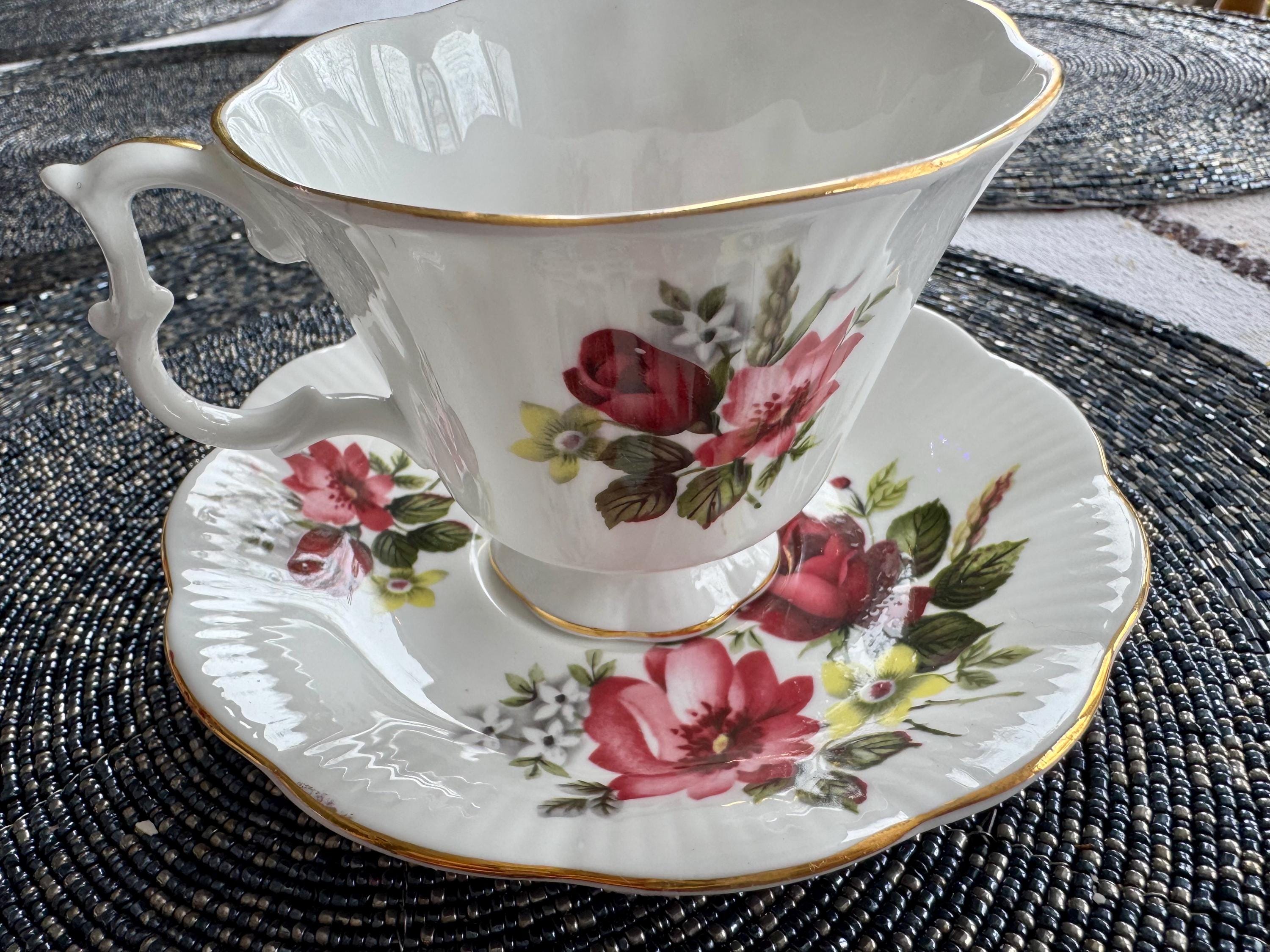 Vintage Royal Albert Teacup and Saucer Set – Wild Roses & Gold Trim