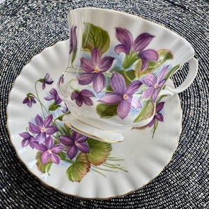 Vintage Royal Albert “Purple Violet” Bone China Teacup & Saucer – England