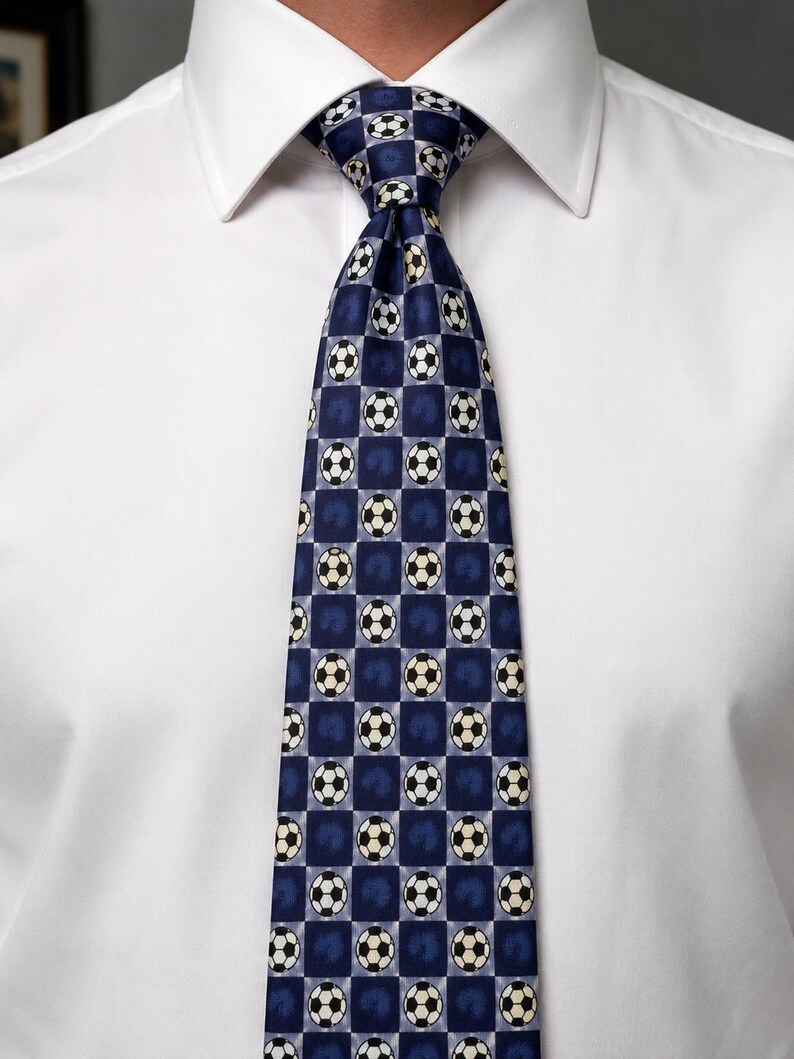Vintage Pure Silk Soccer Ball Tie – Marks & Spencer UK Football Soccer Necktie image 8