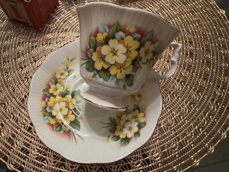 Vintage Royal Albert “Primrose” Teacup and Saucer Set - Elegant Floral Design image 10