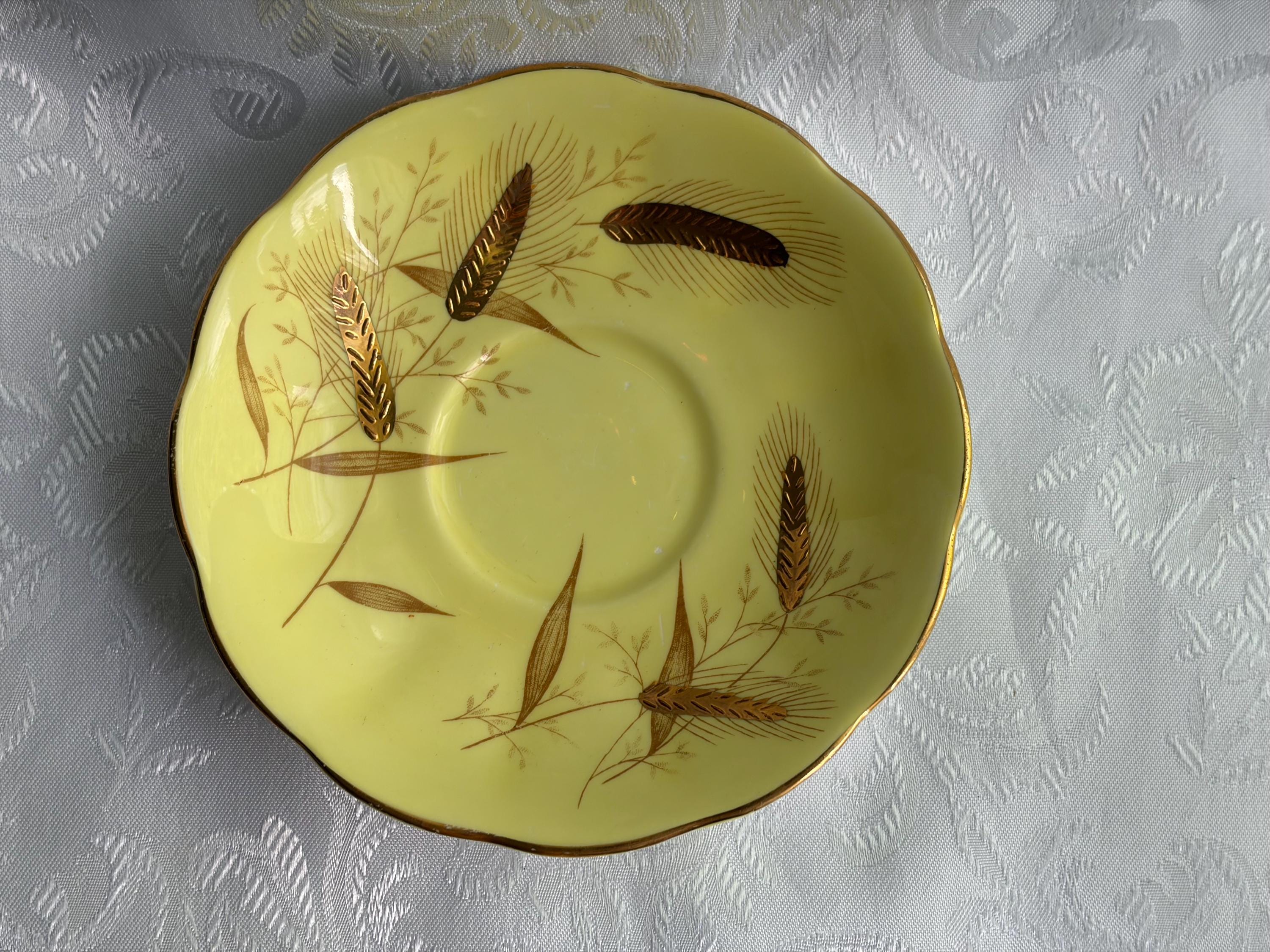 Queen Anne Fine Bone China Teacup Saucer – Wheat Pattern, Made England