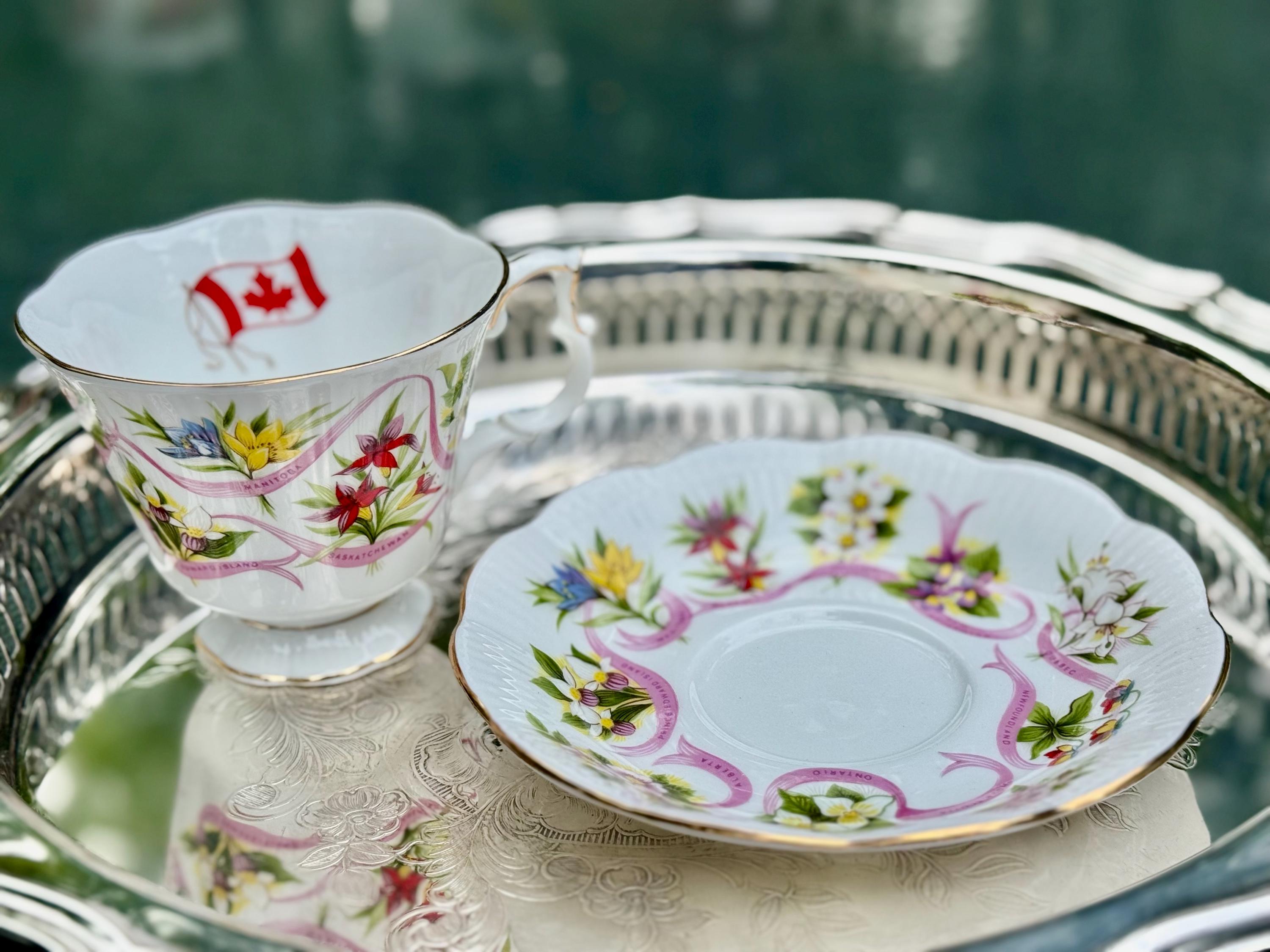 Vintage Royal Albert Teacup & Saucer: "Our Emblems Dear - Canada" Fine Bone China