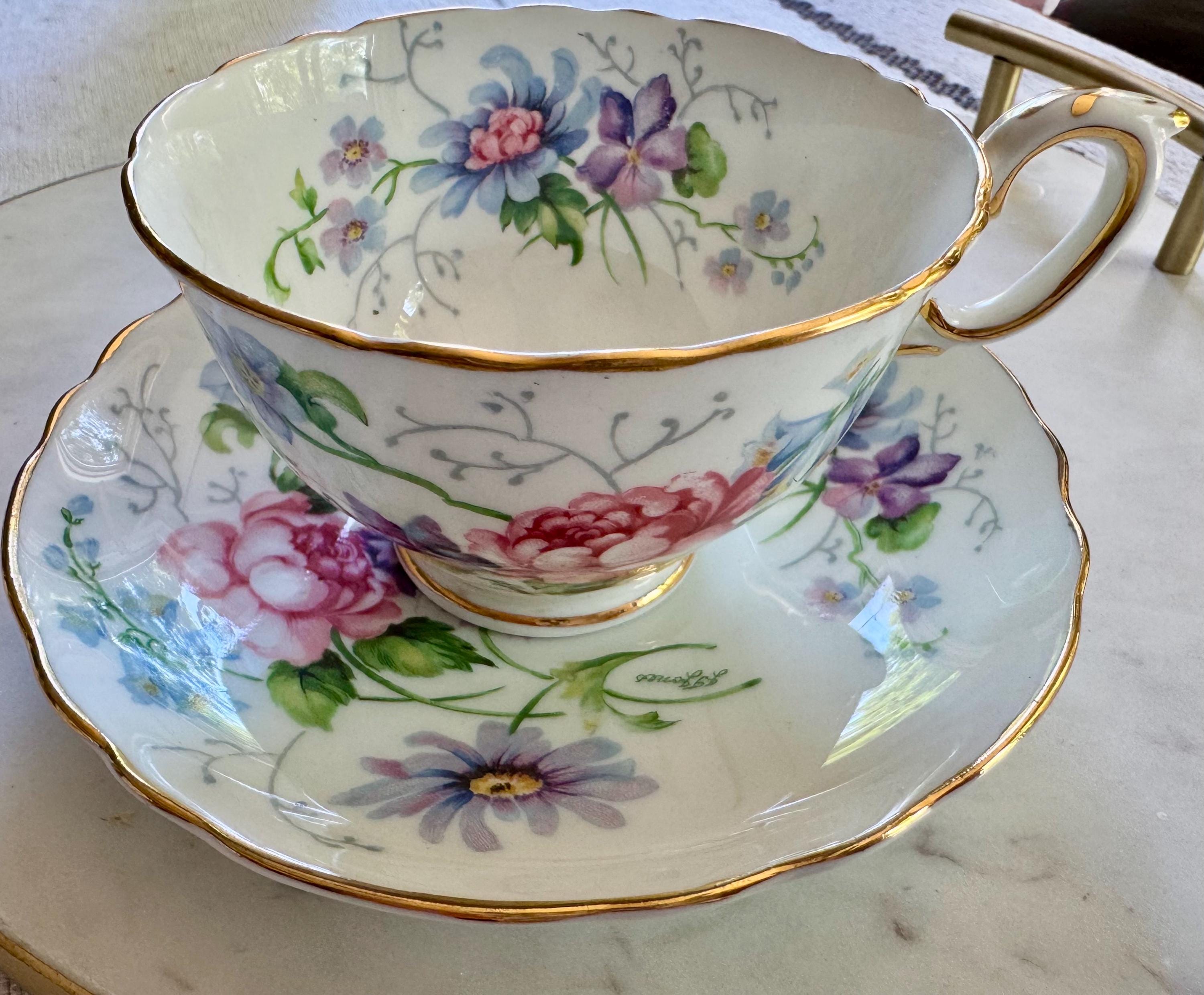 Vintage Crown Staffordshire “England’s Glory” Teacup & Saucer