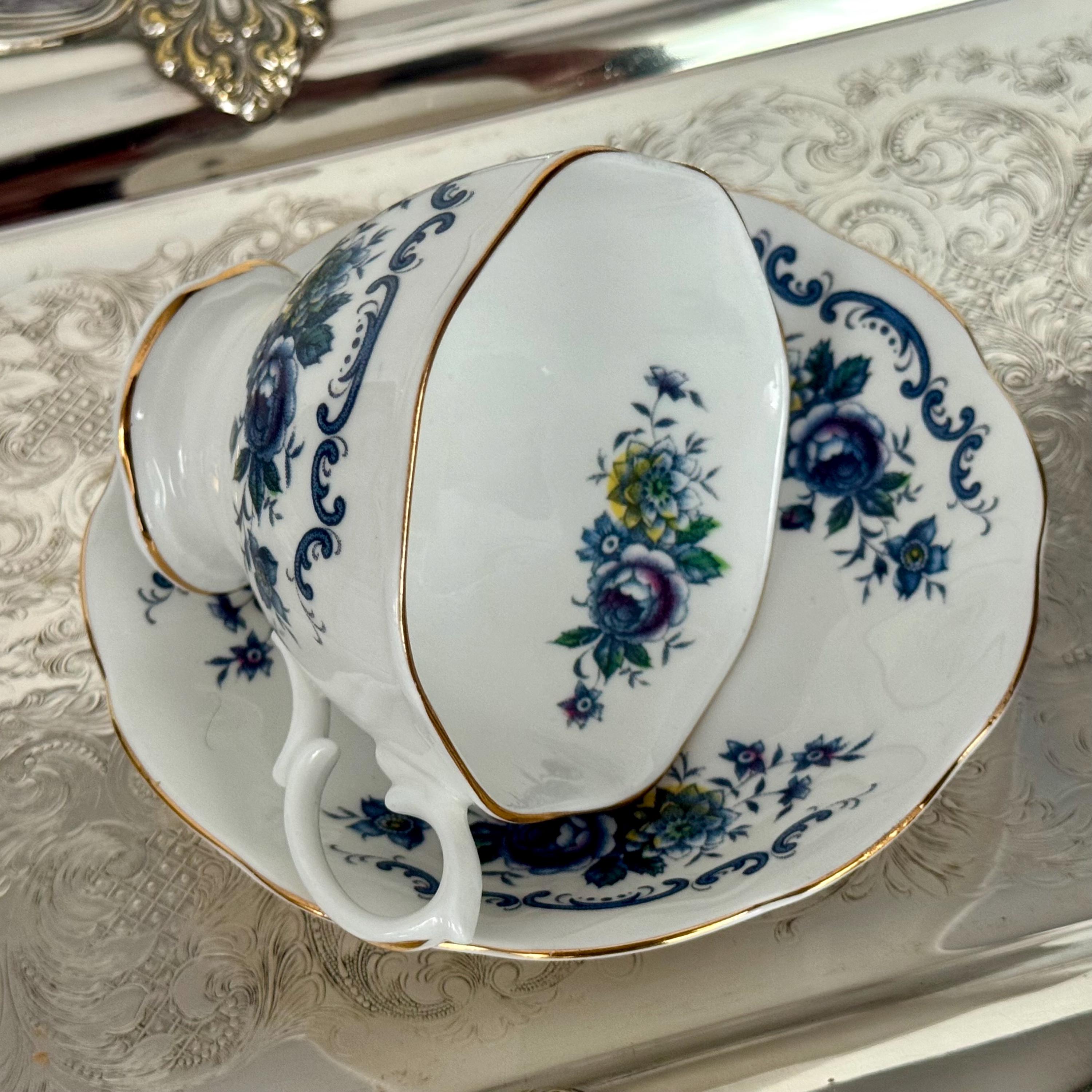 Vintage Royal Albert “Blue Roses” Bone China Teacup & Saucer – Made in England