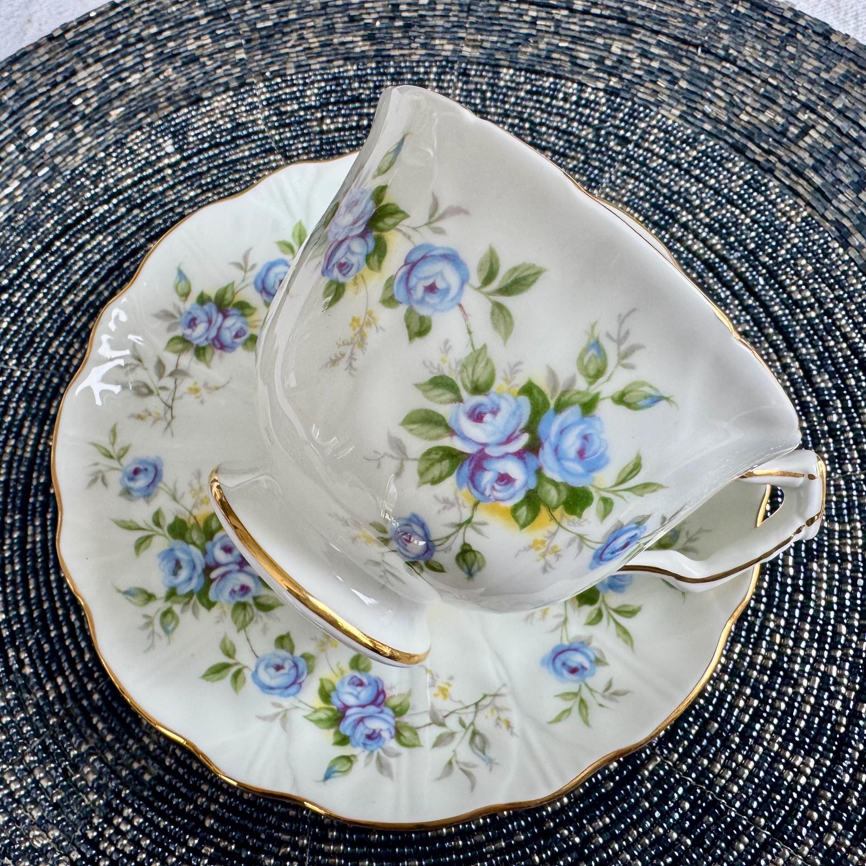 Vintage Aynsley “Marine Rose” 2872 Teacup and Saucer Set – Bone China – England