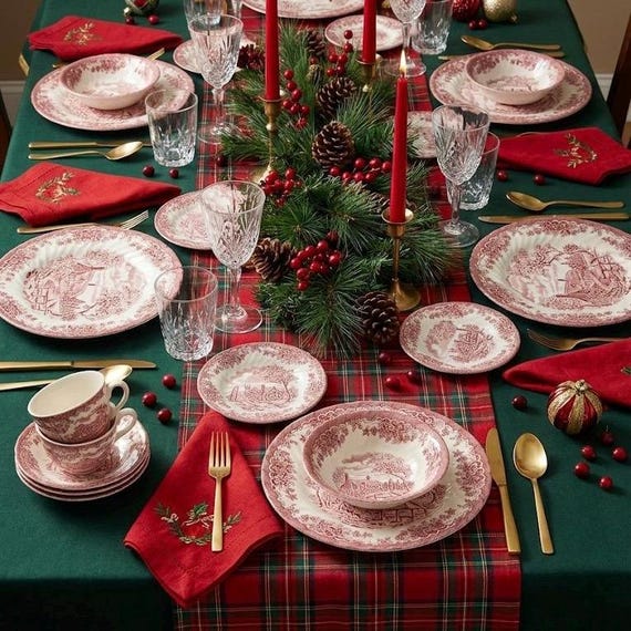 Churchill England dinnerware set - 'The Brook' in Pink