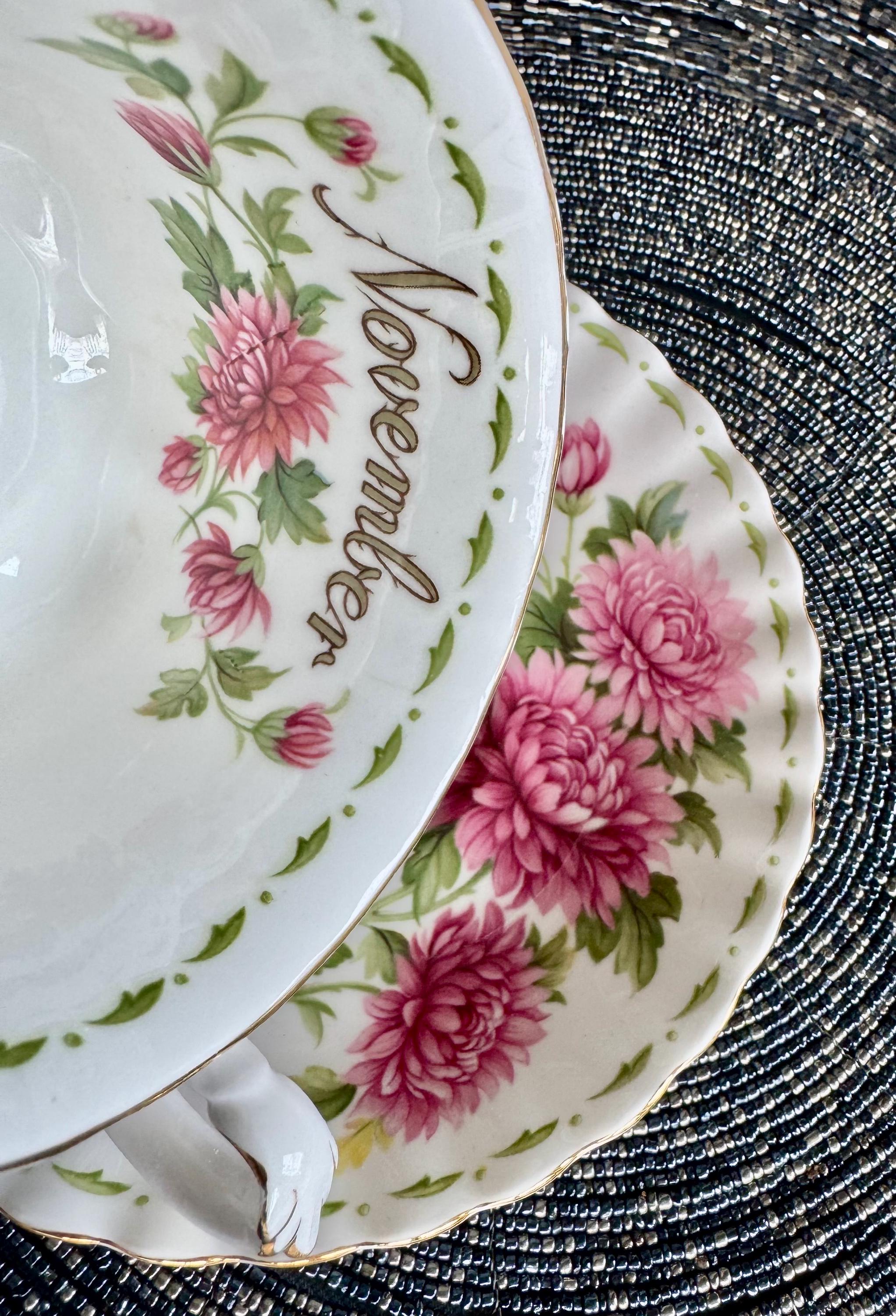 Vintage Royal Albert Flower of the Month – November Chrysanthemum Teacup & Saucer