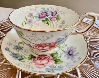 Vintage Crown Staffordshire “England’s Glory” Teacup & Saucer