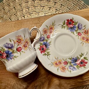 Vintage Paragon “Flower Festival” Bone China Cup and Saucer - Made in England (1957-1960) image 2