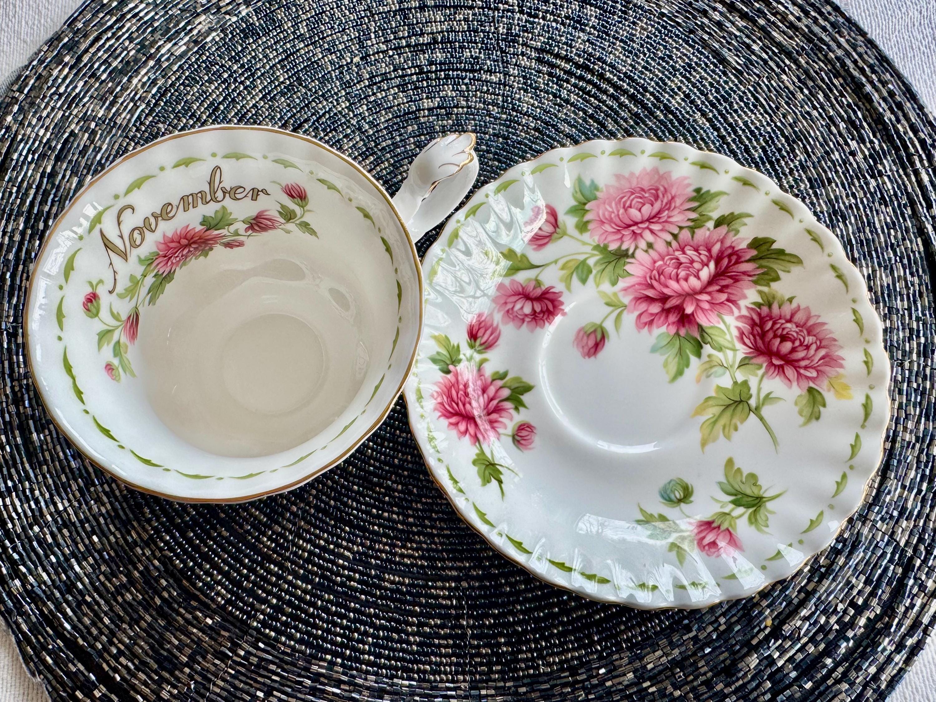 Vintage Royal Albert Flower of the Month – November Chrysanthemum Teacup & Saucer