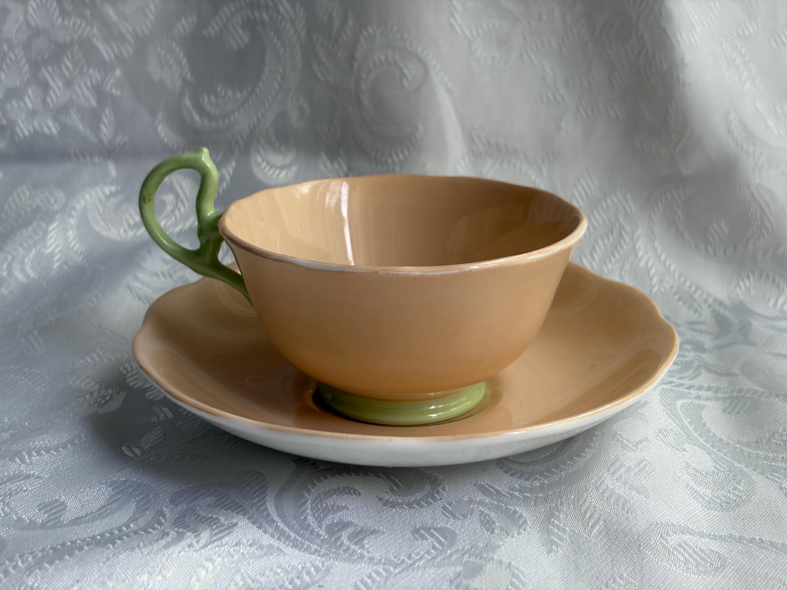 Vintage Royal Albert “Pastella” Teacup & Saucer – Peach Green Bone China – Made in England