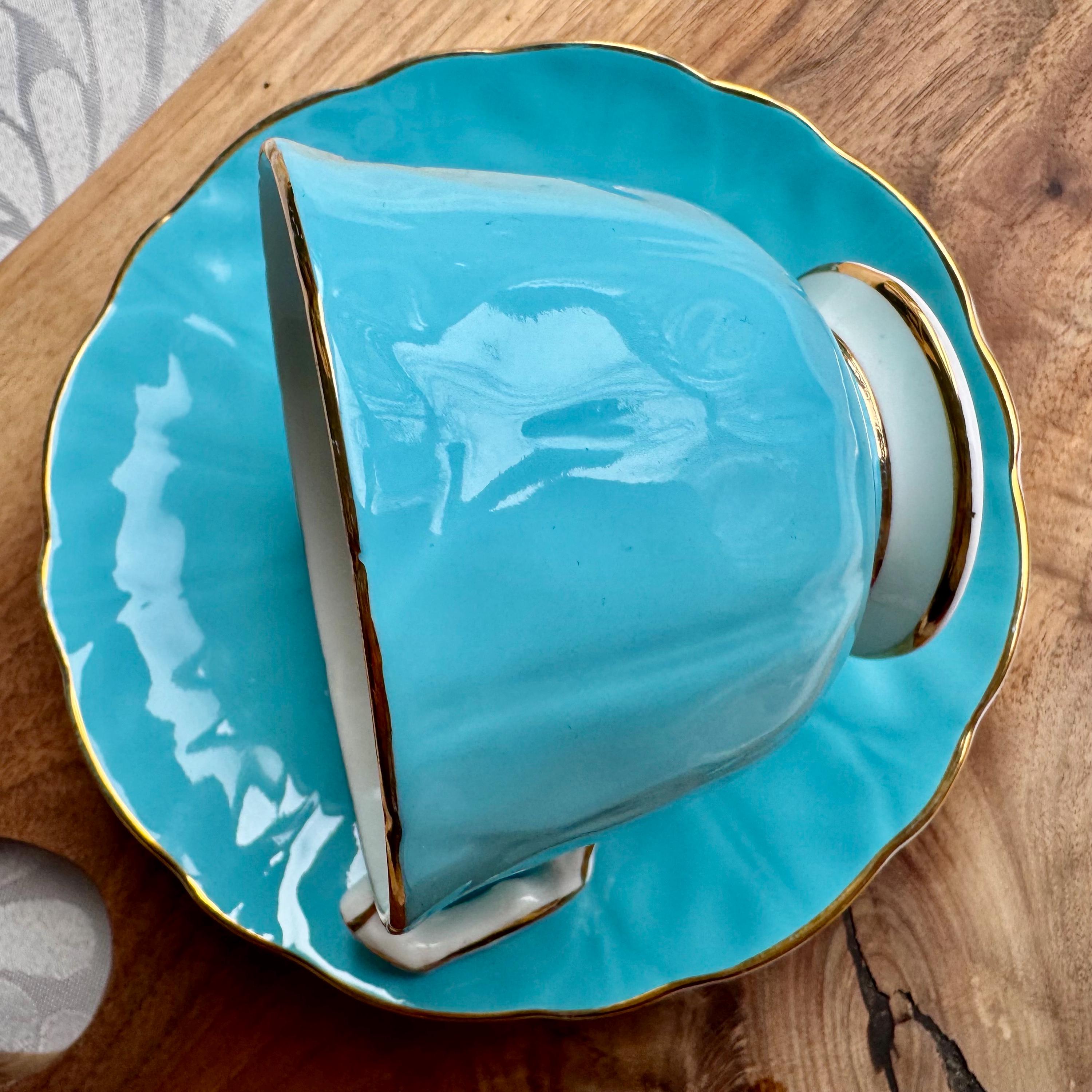 Vintage Aynsley Robin’s Egg Blue Teacup & Saucer – Pattern 2942 – Made in England