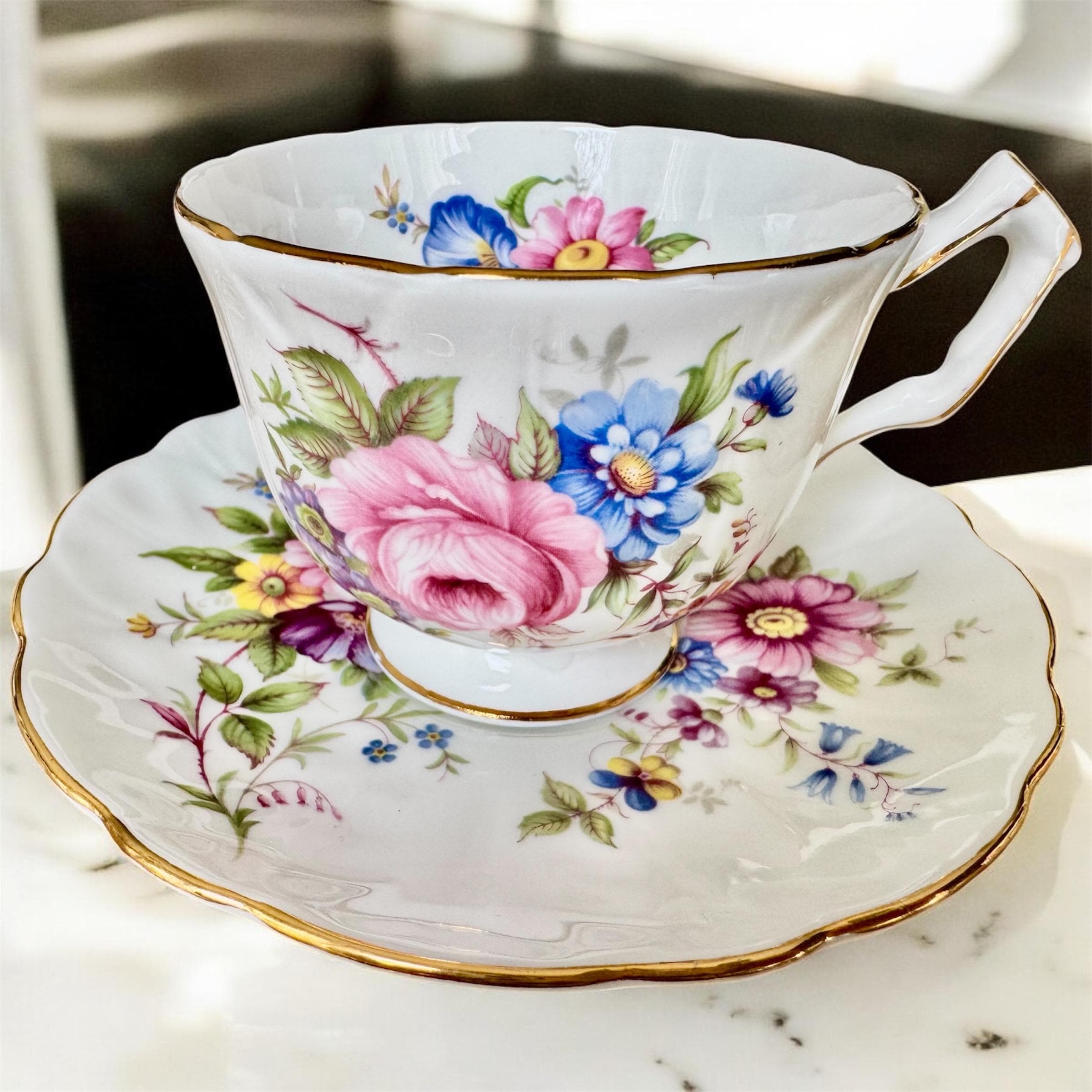 Vintage Aynsley Multicolor Floral Teacup & Saucer – Classic English Bone China – Made in England