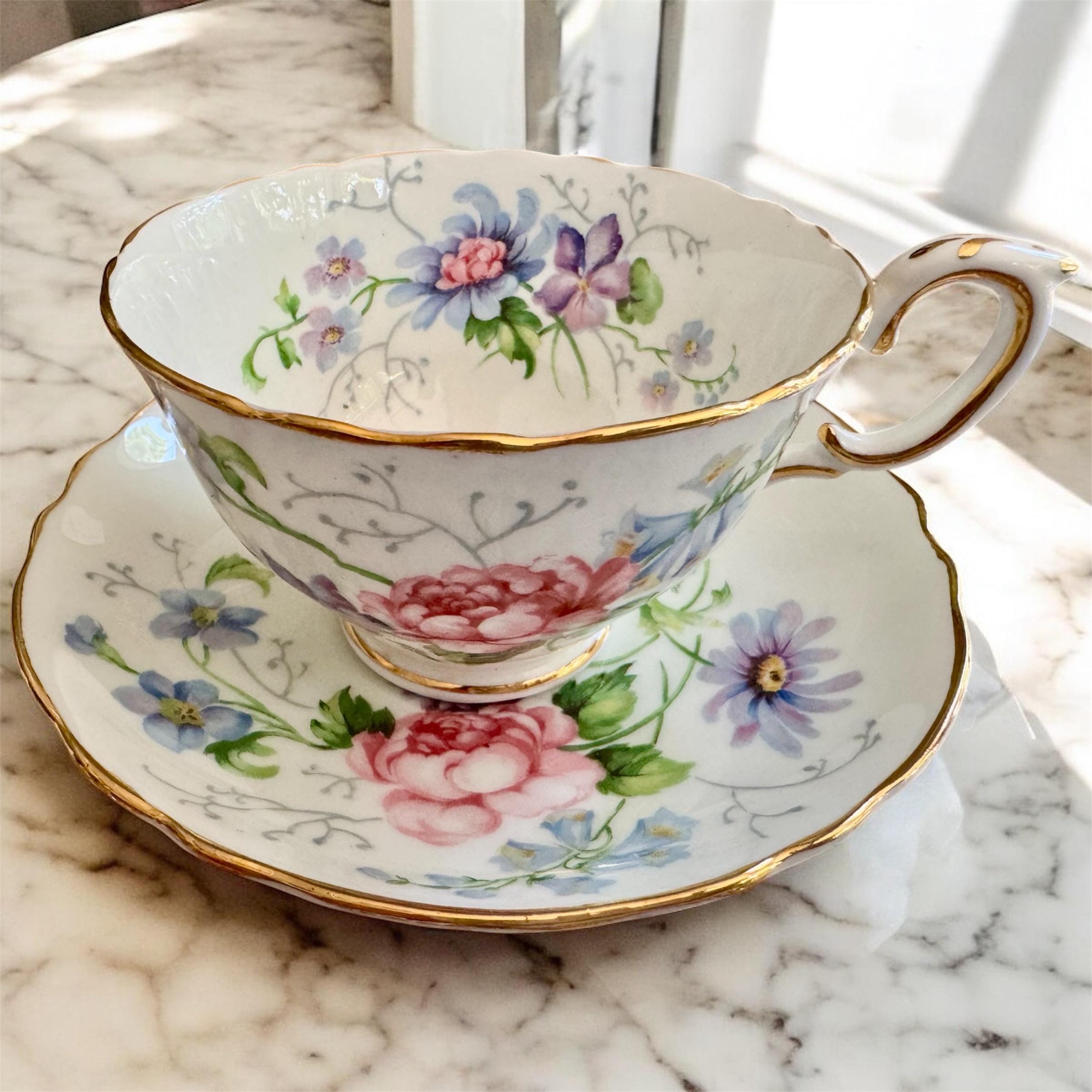 Vintage Crown Staffordshire “England’s Glory” Teacup & Saucer