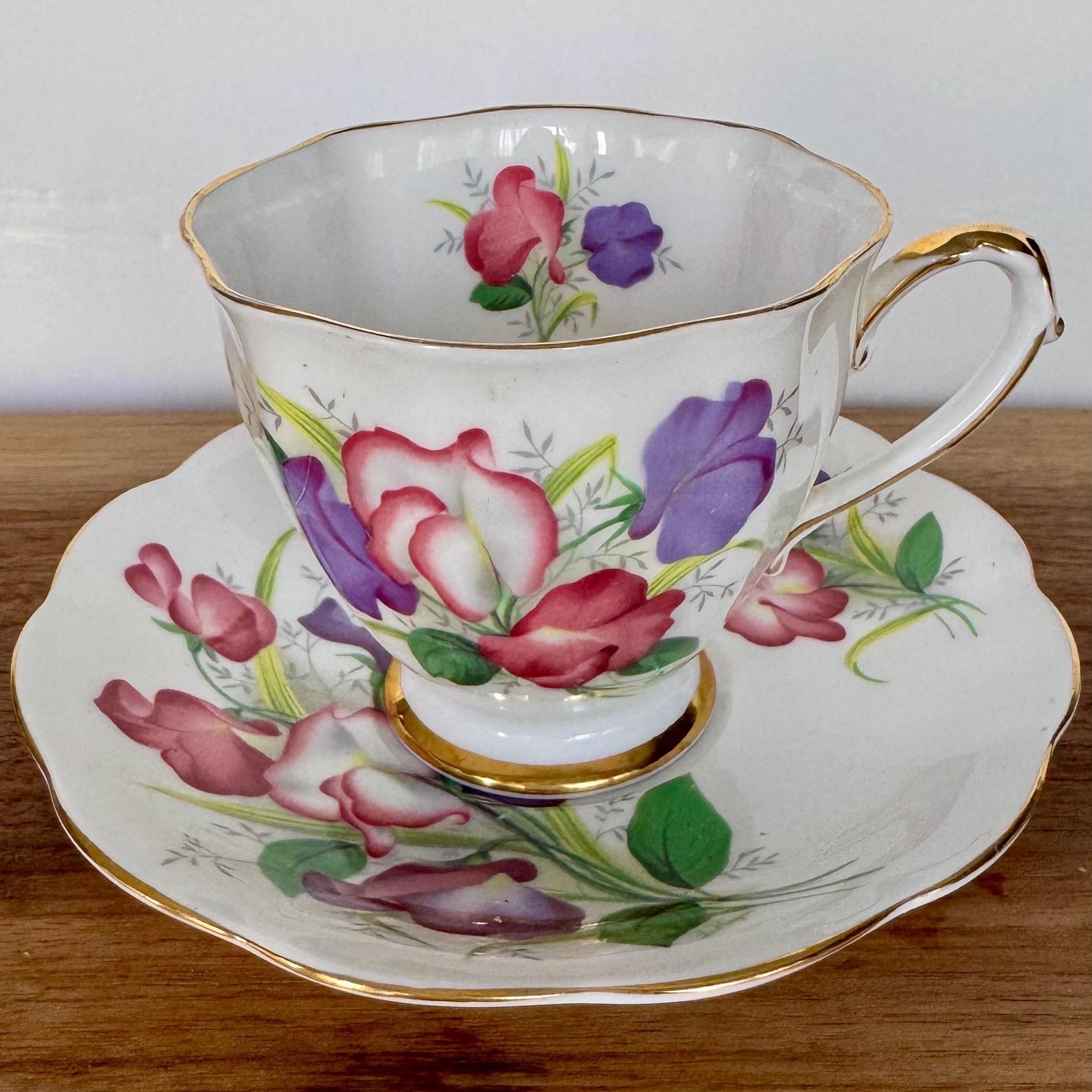 Vintage Royal Standard “Fair Lady” Teacup & Saucer – Sweet Pea Florals – Fine Bone China England