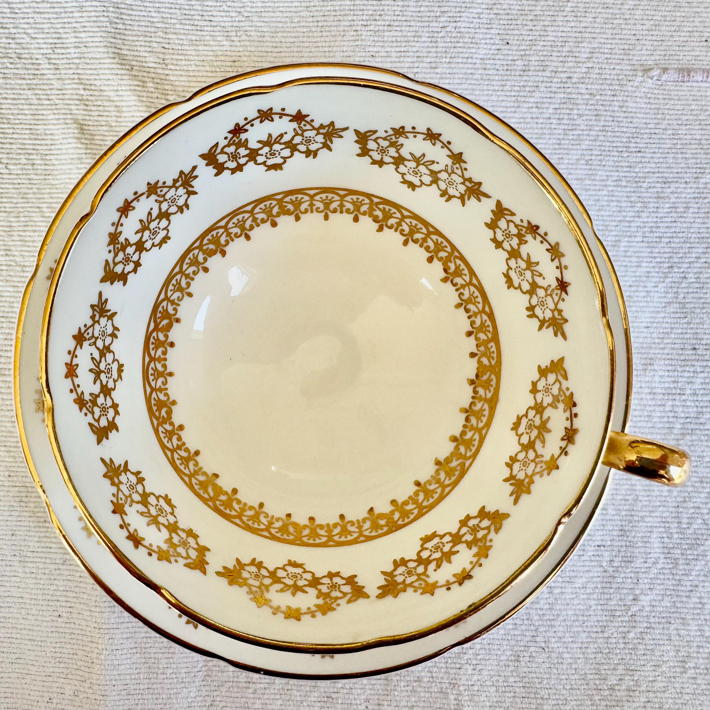 Royal Grafton Gold Filigree Teacup & Saucer – Fine Bone China, England
