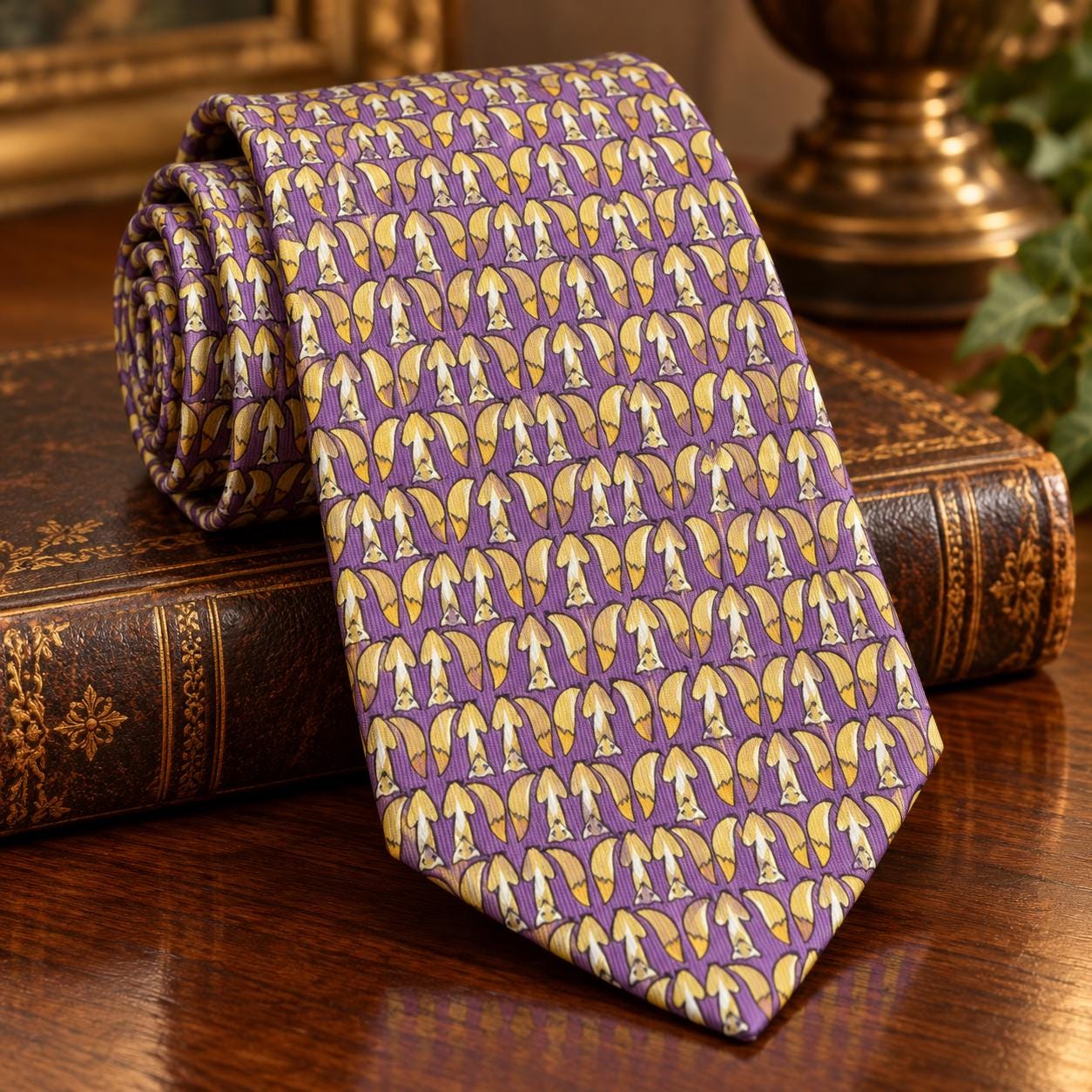 Salvatore Ferragamo Silk Ties – Fox & Elephant Animal Motifs – Designer Neckties – Choice of Two