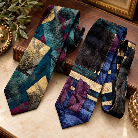 Vintage Lorenzo 1964 Silk Ties — Made in Italy — Abstract Geometric Designs — Sold Separately