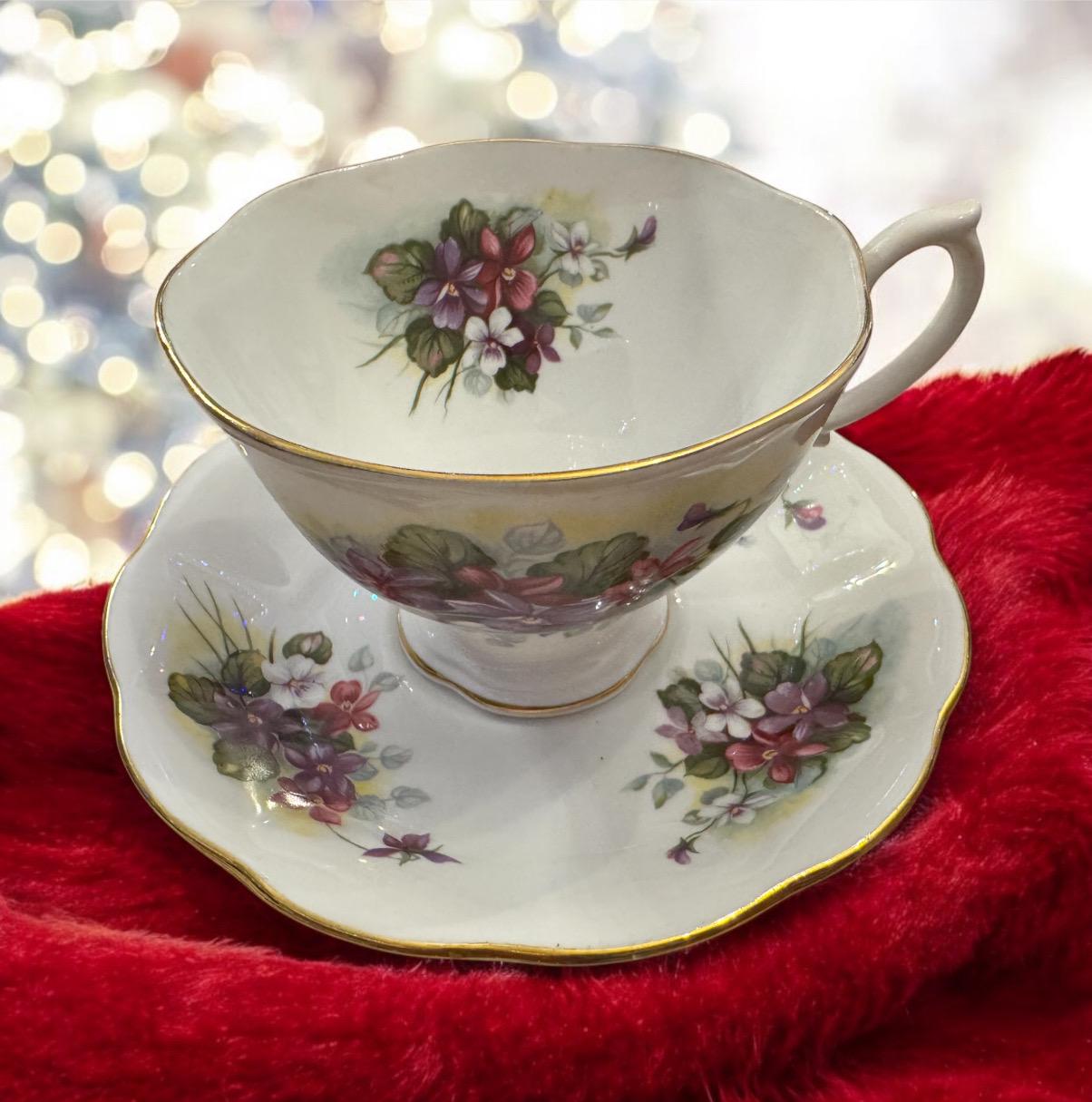 Charming Royal Albert Fine Bone China Tea Cup and Saucer – Violet Bouquet