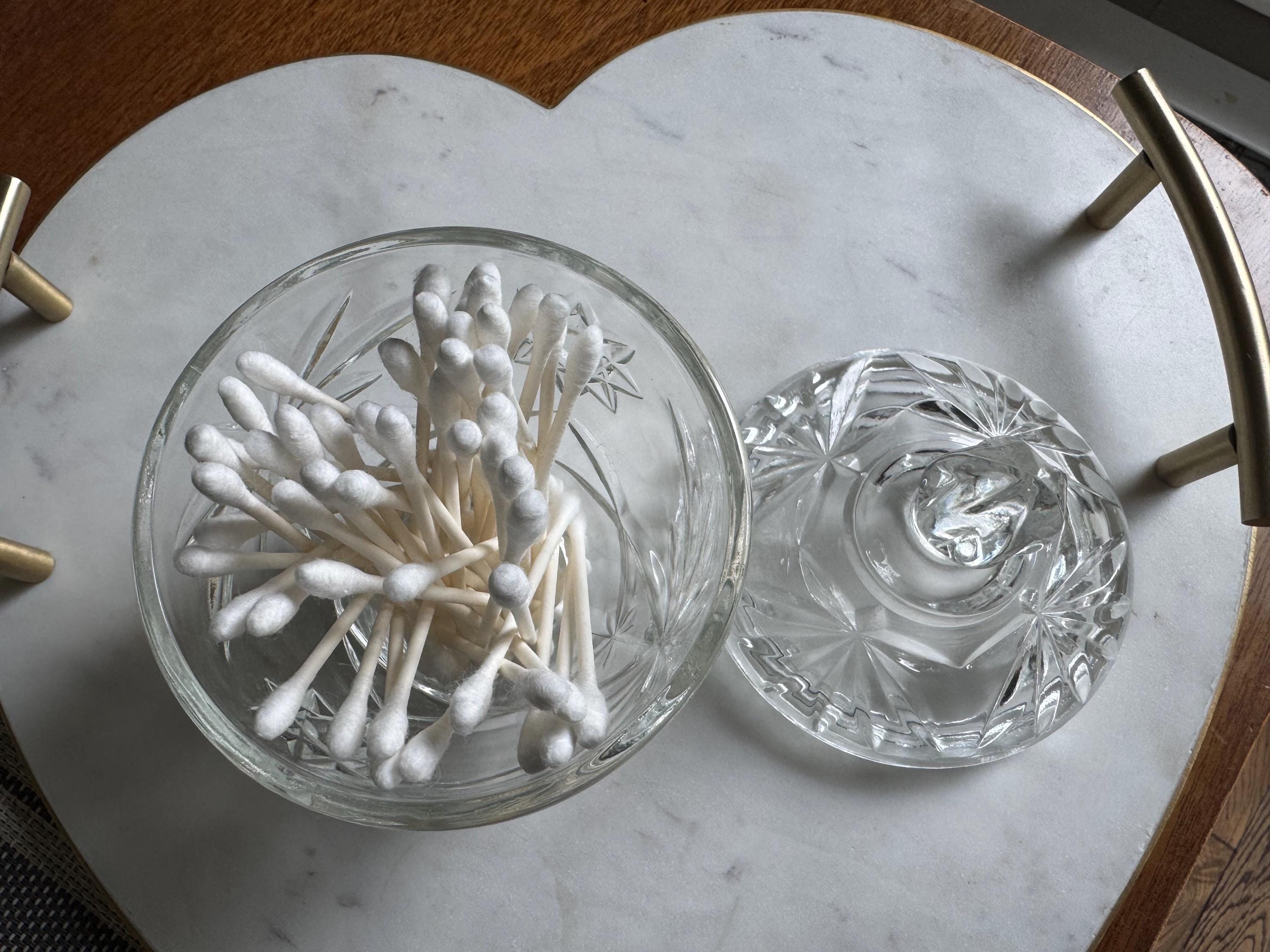 Vintage Starburst Pressed Glass Jar: Vanity Storage, Candy Dish