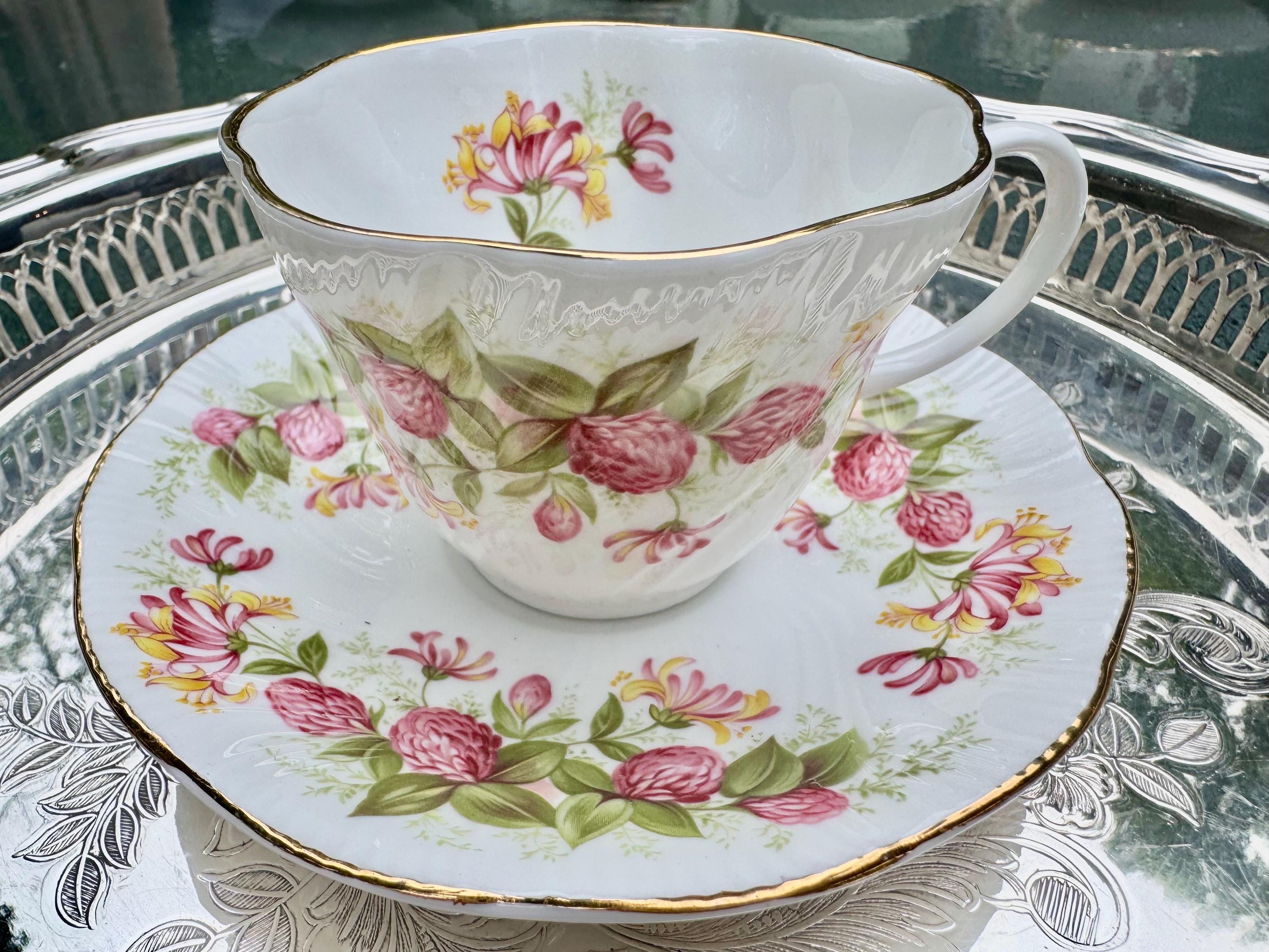 Vintage Regal Heritage Fine Bone China Teacup & Saucer – Pink Yellow Floral – England