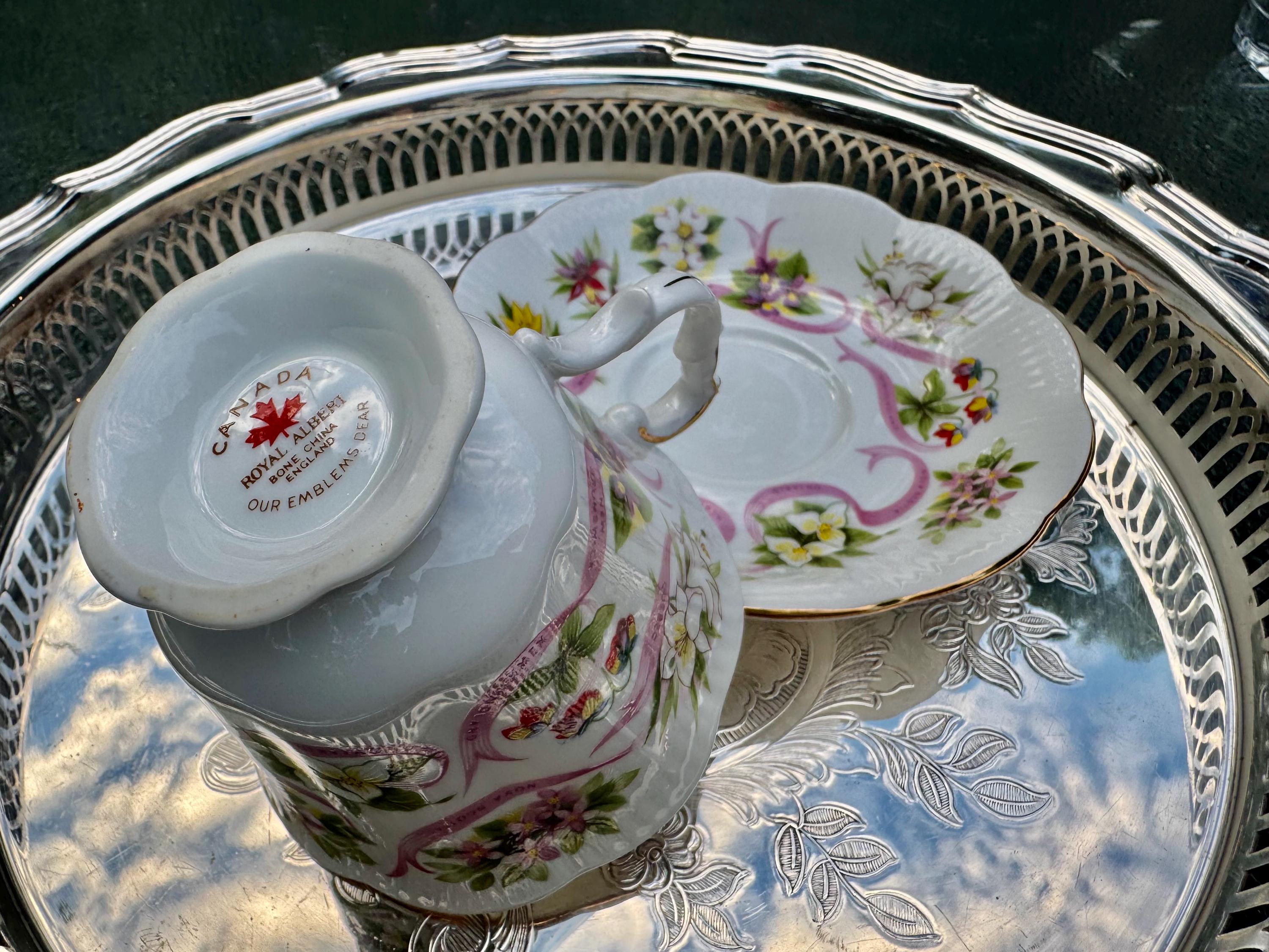 Vintage Royal Albert Teacup & Saucer: "Our Emblems Dear - Canada" Fine Bone China