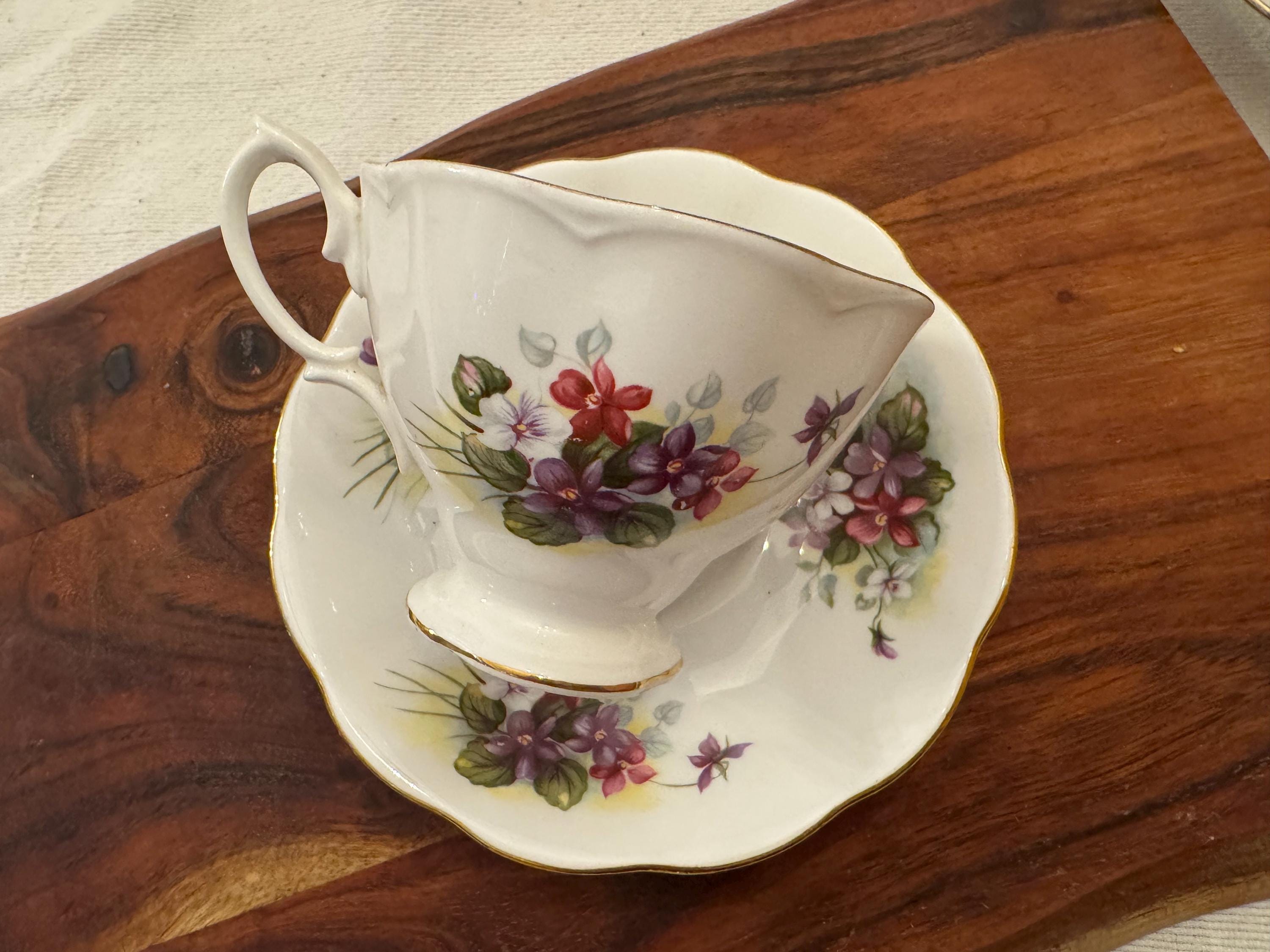 Charming Royal Albert Fine Bone China Tea Cup and Saucer – Violet Bouquet