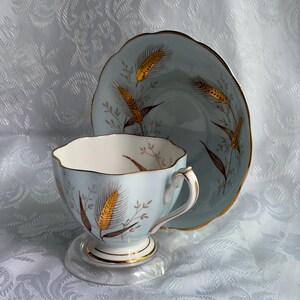 Queen Anne Fine Bone China Teacup Saucer – Wheat Pattern, Made England bild 5