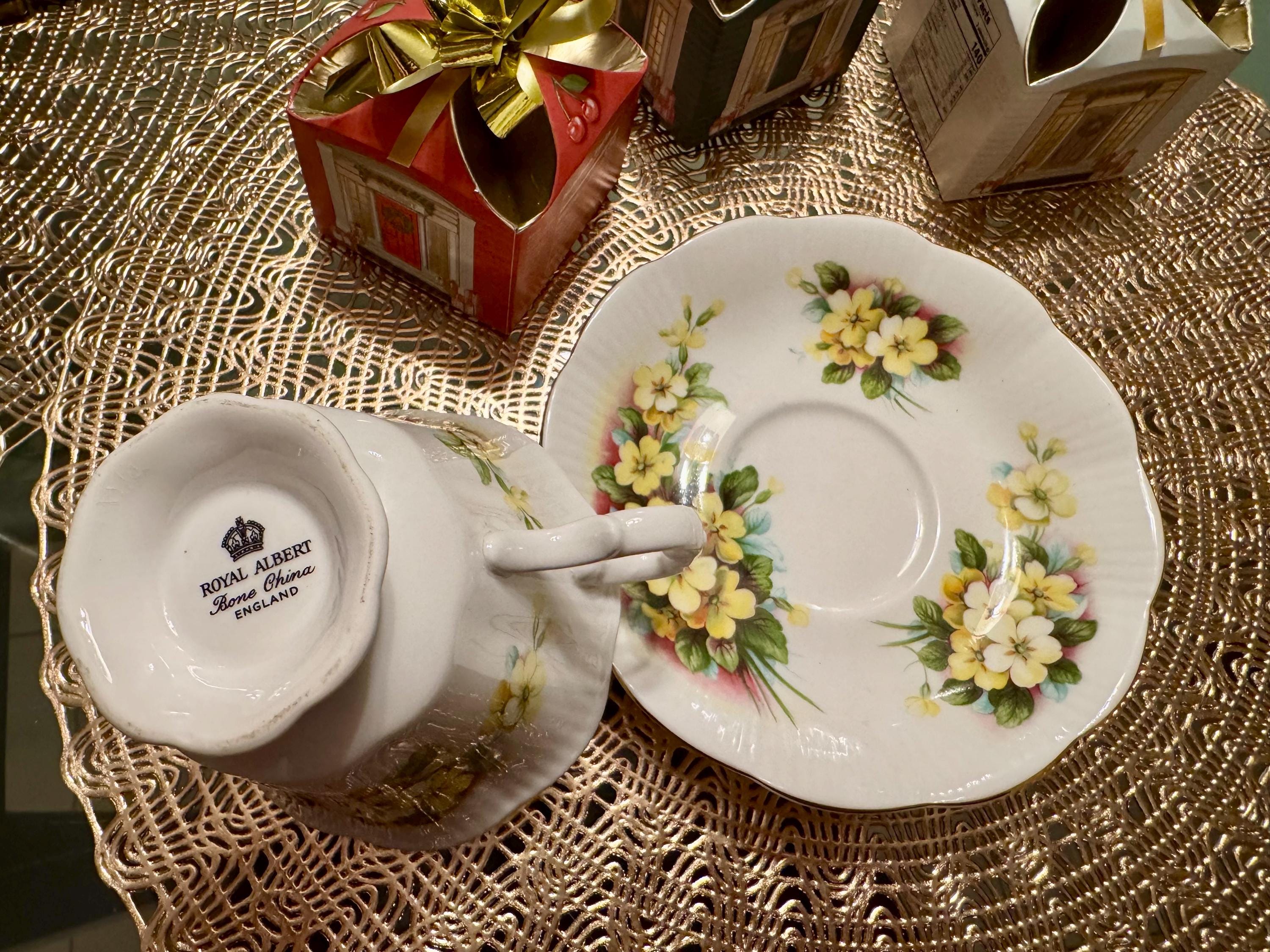 Vintage Royal Albert “Primrose” Teacup and Saucer Set - Elegant Floral Design