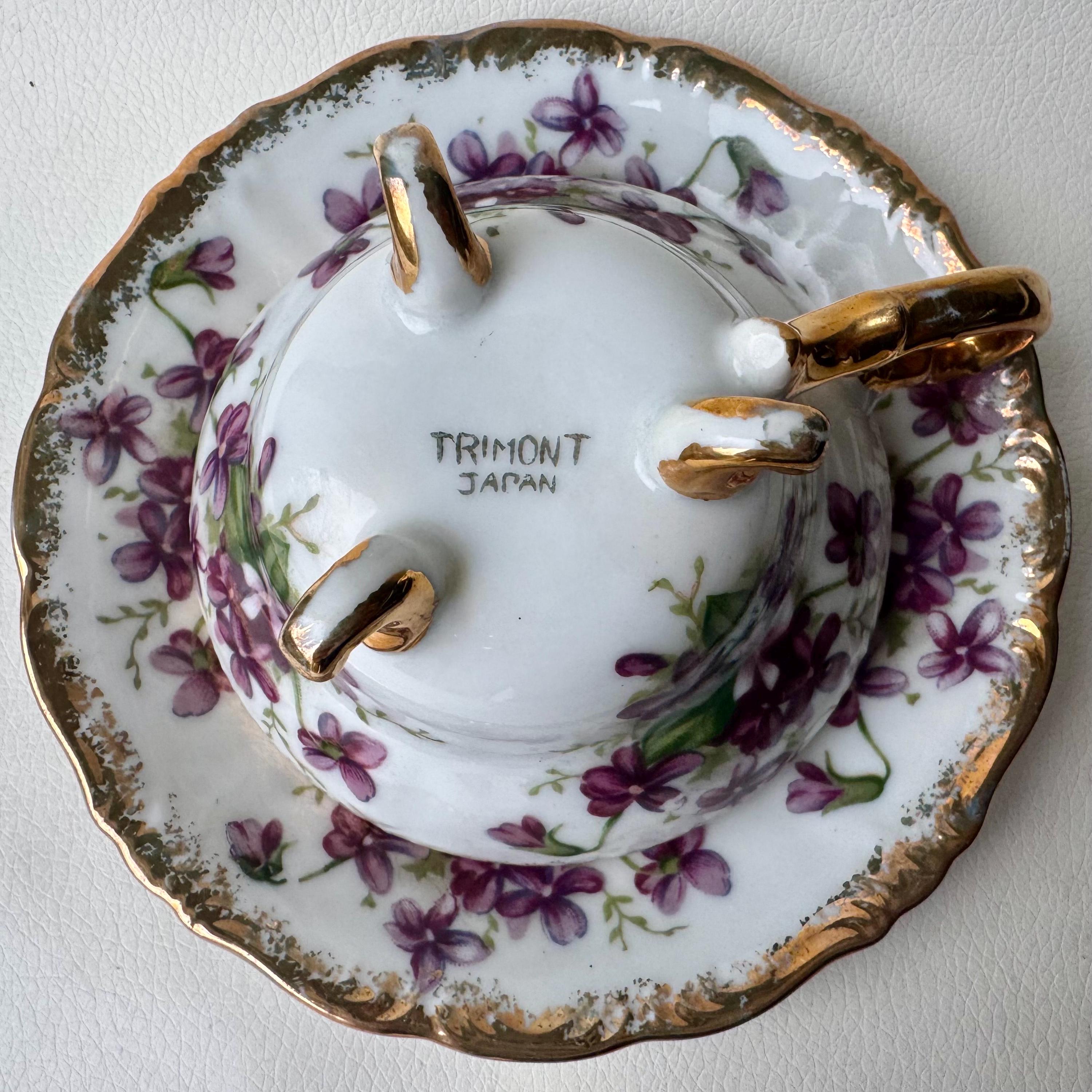 Vintage Trimont Japan - Three-legged Footed Teacup & Saucer
