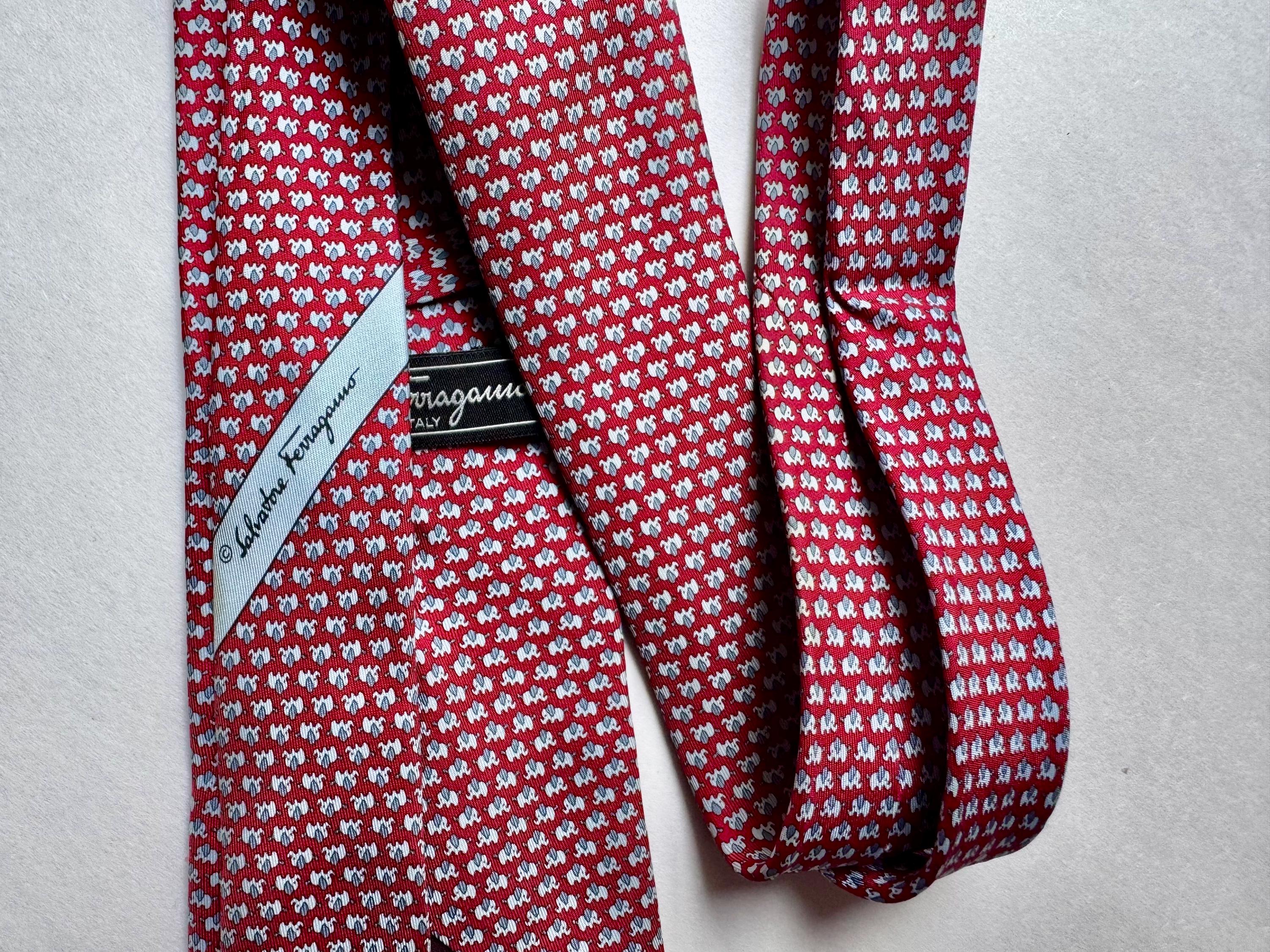 Salvatore Ferragamo Silk Ties – Fox & Elephant Animal Motifs – Designer Neckties – Choice of Two