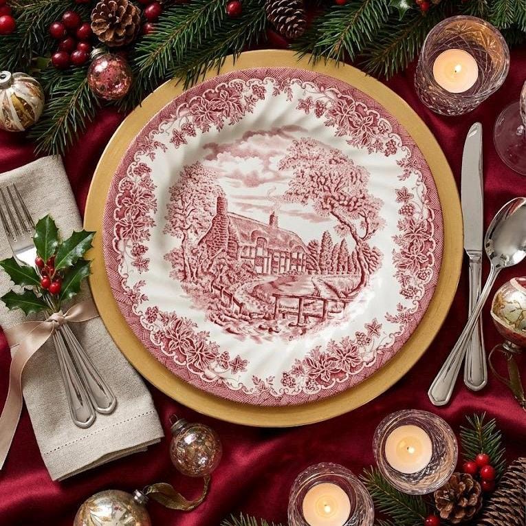 Churchill England dinnerware set - 'The Brook' in Pink
