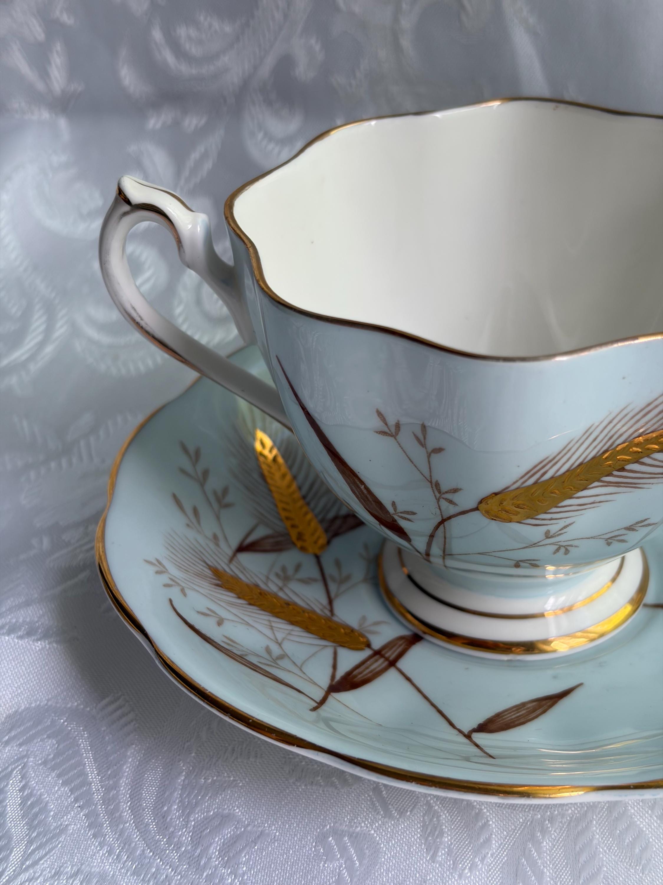 Queen Anne Fine Bone China Teacup Saucer – Wheat Pattern, Made England