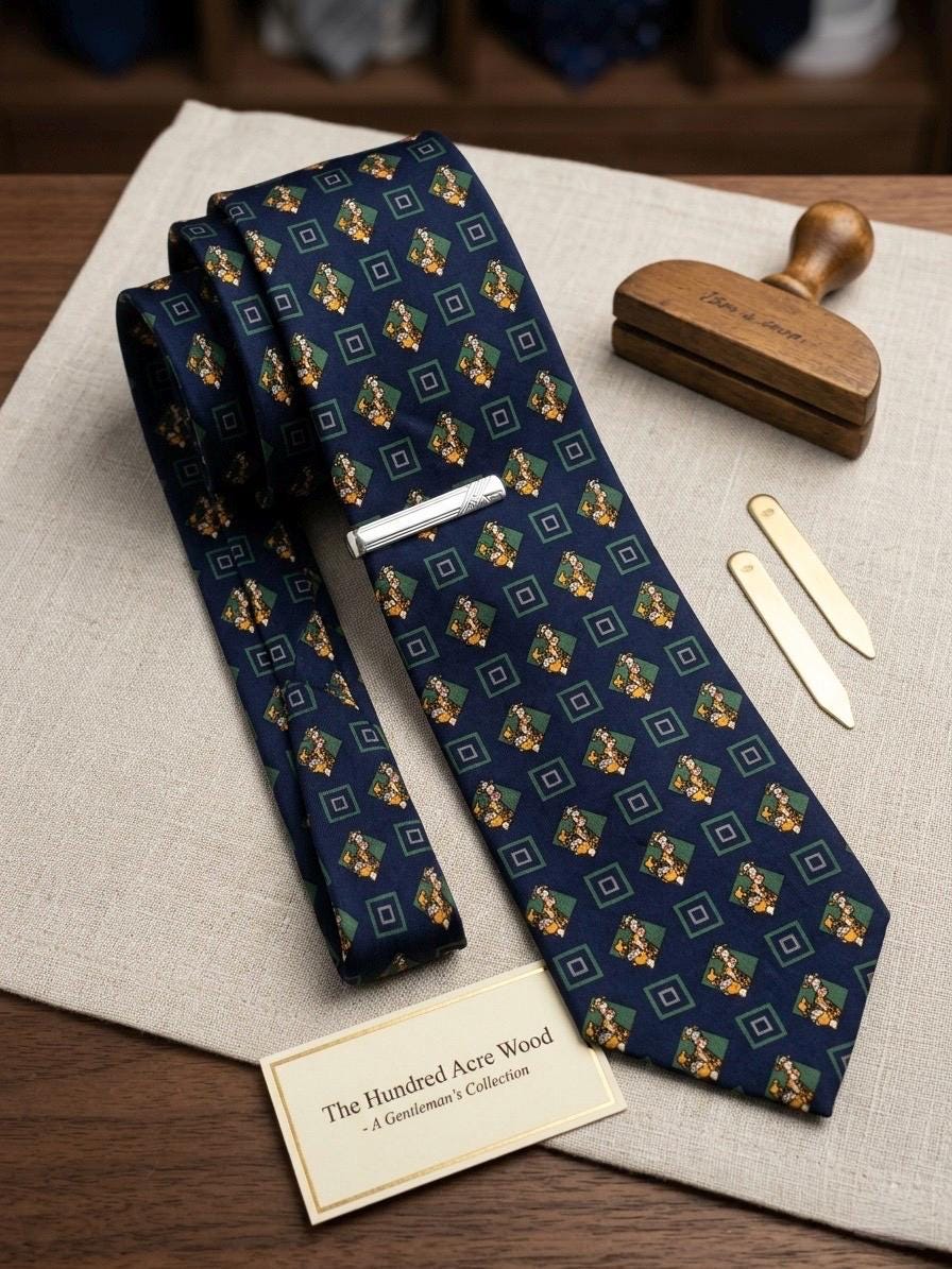 Vintage Winnie the Pooh “Tigger” Silk Necktie – 100% Silk – Hand Made in Korea – Disney Character Novelty Tie