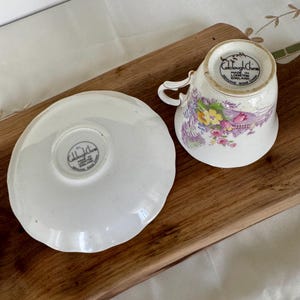 Vintage Colclough Bone China Teacup & Saucer – English Cottage Garden Scene – Made in Longton, England bild 5