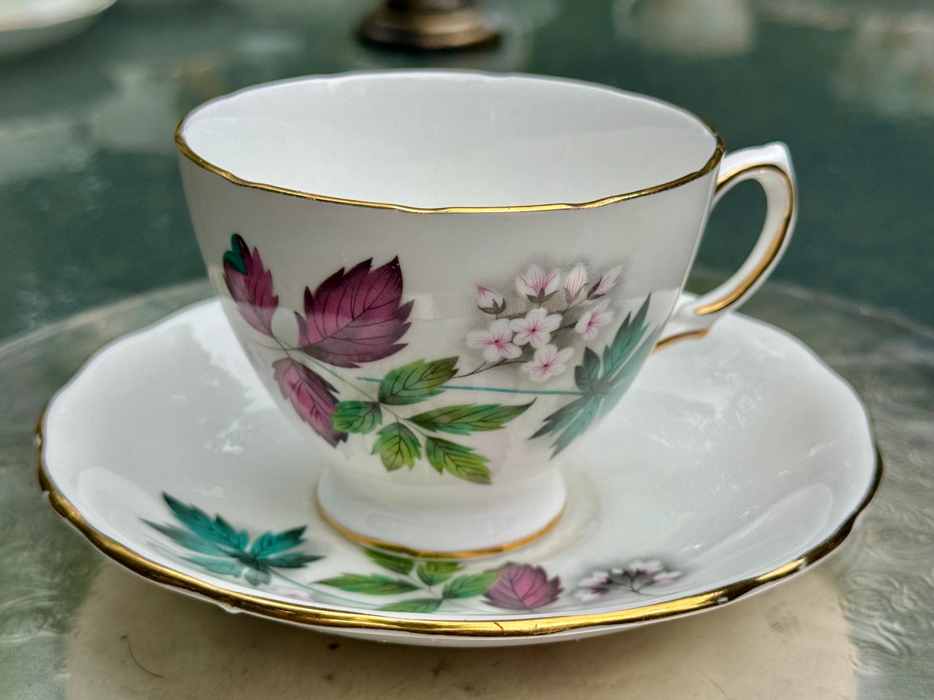 Vintage Royal Vale Fine Bone China Teacup & Saucer – Pattern No. 7974 – England