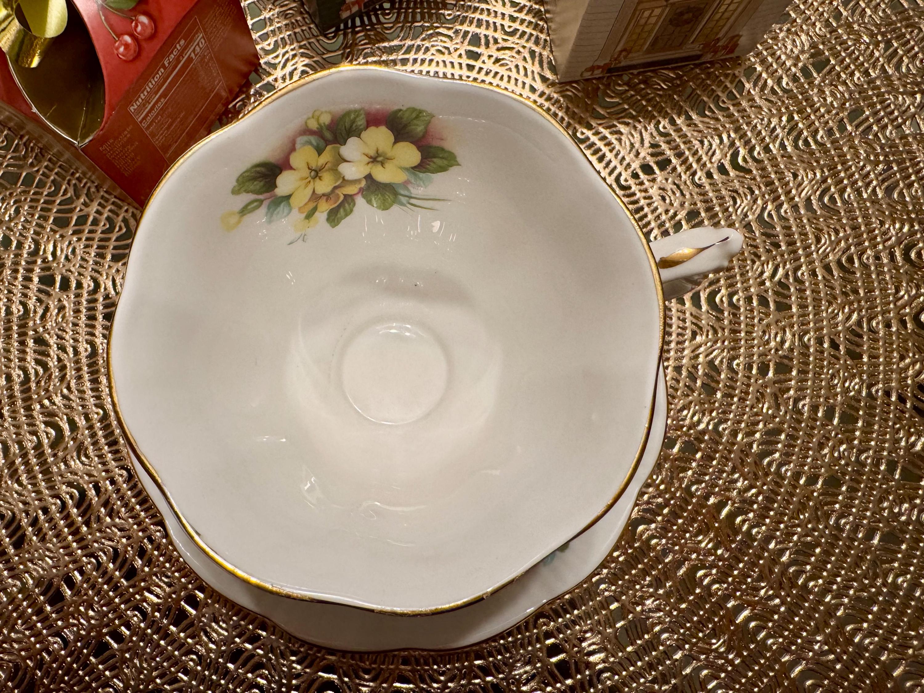 Vintage Royal Albert “Primrose” Teacup and Saucer Set - Elegant Floral Design
