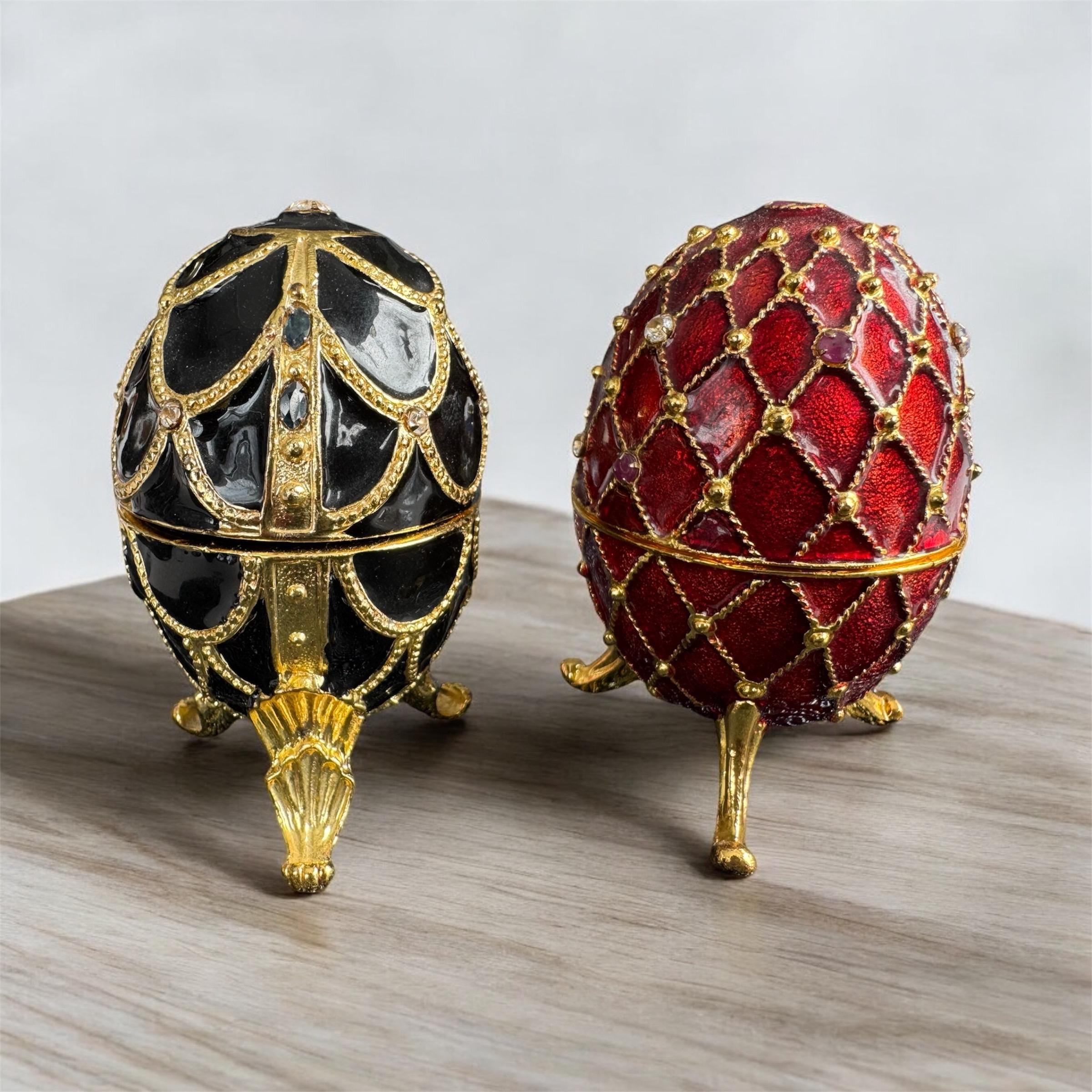 Vintage Fabergé-Inspired Musical Egg Trinket Boxes – Ornate & Elegant Collectibles