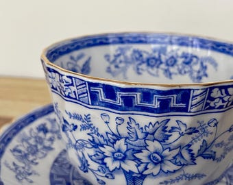 Royal Grafton Fine Bone China Tea Cup and Saucer Blue With White