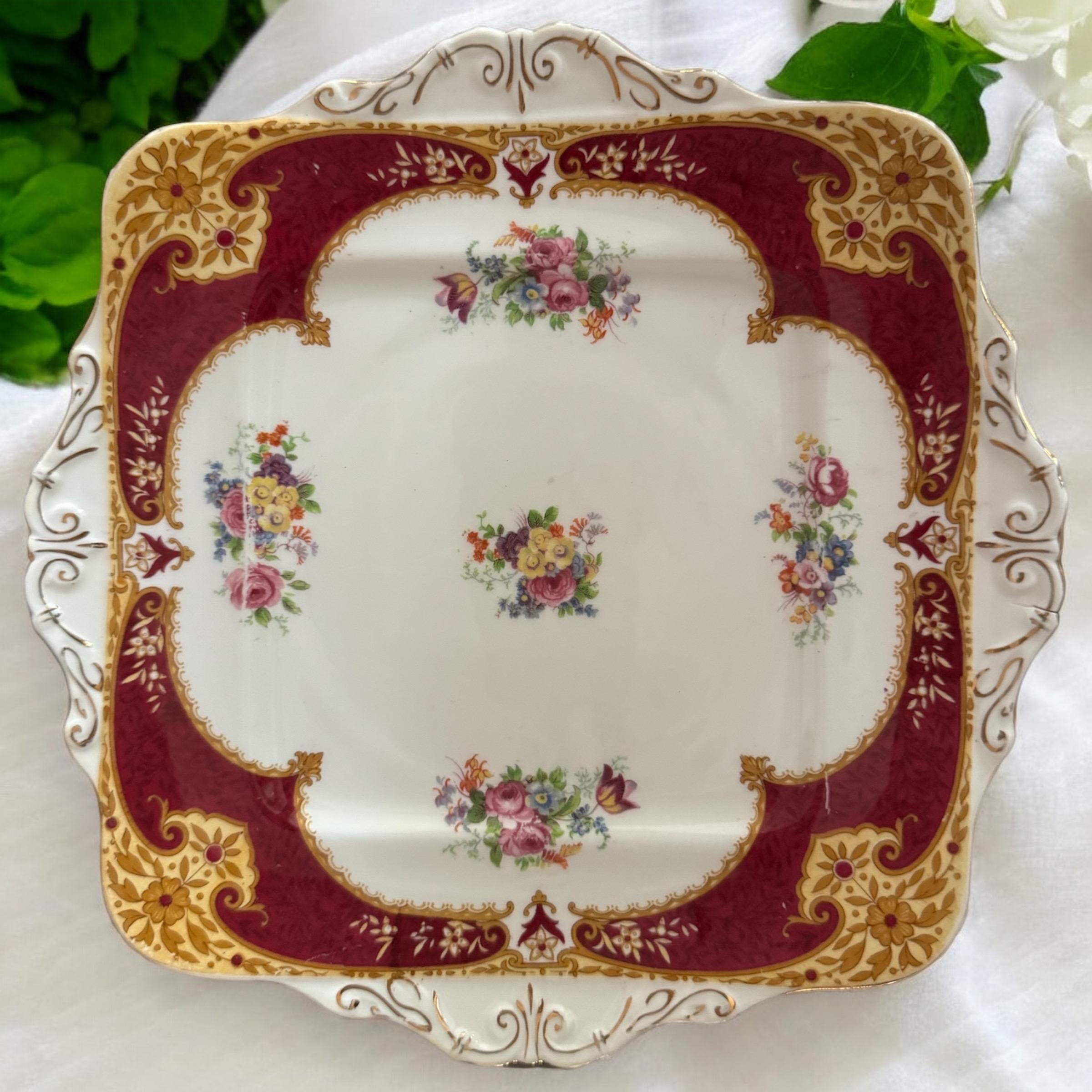 Vintage 1930s Myott “The Bouquet Green” Square Luncheon Plate – Pattern 2381 – England
