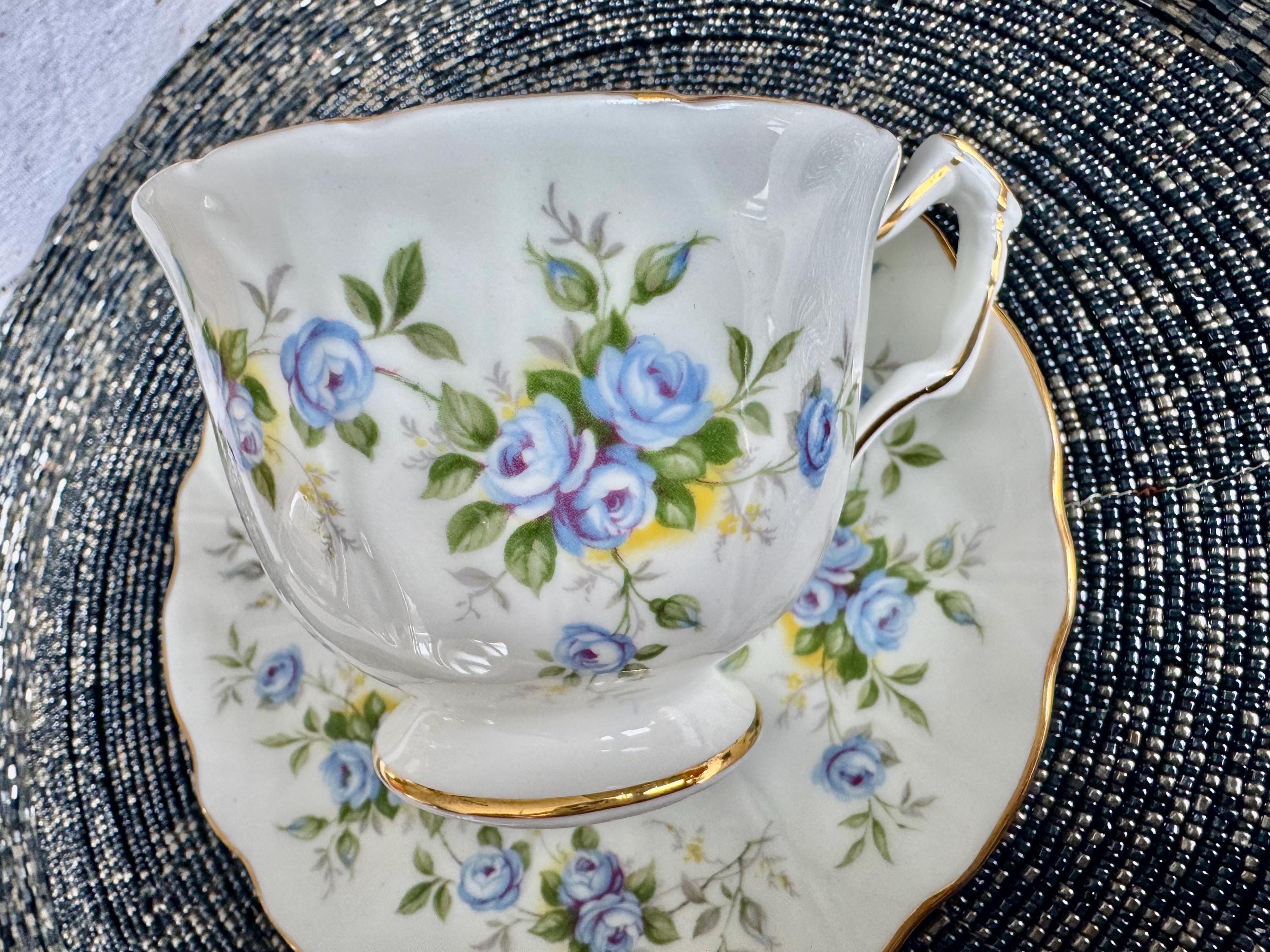 Vintage Aynsley “Marine Rose” 2872 Teacup and Saucer Set – Bone China – England