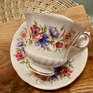 Vintage Paragon “Flower Festival” Bone China Cup and Saucer - Made in England (1957-1960) image 4