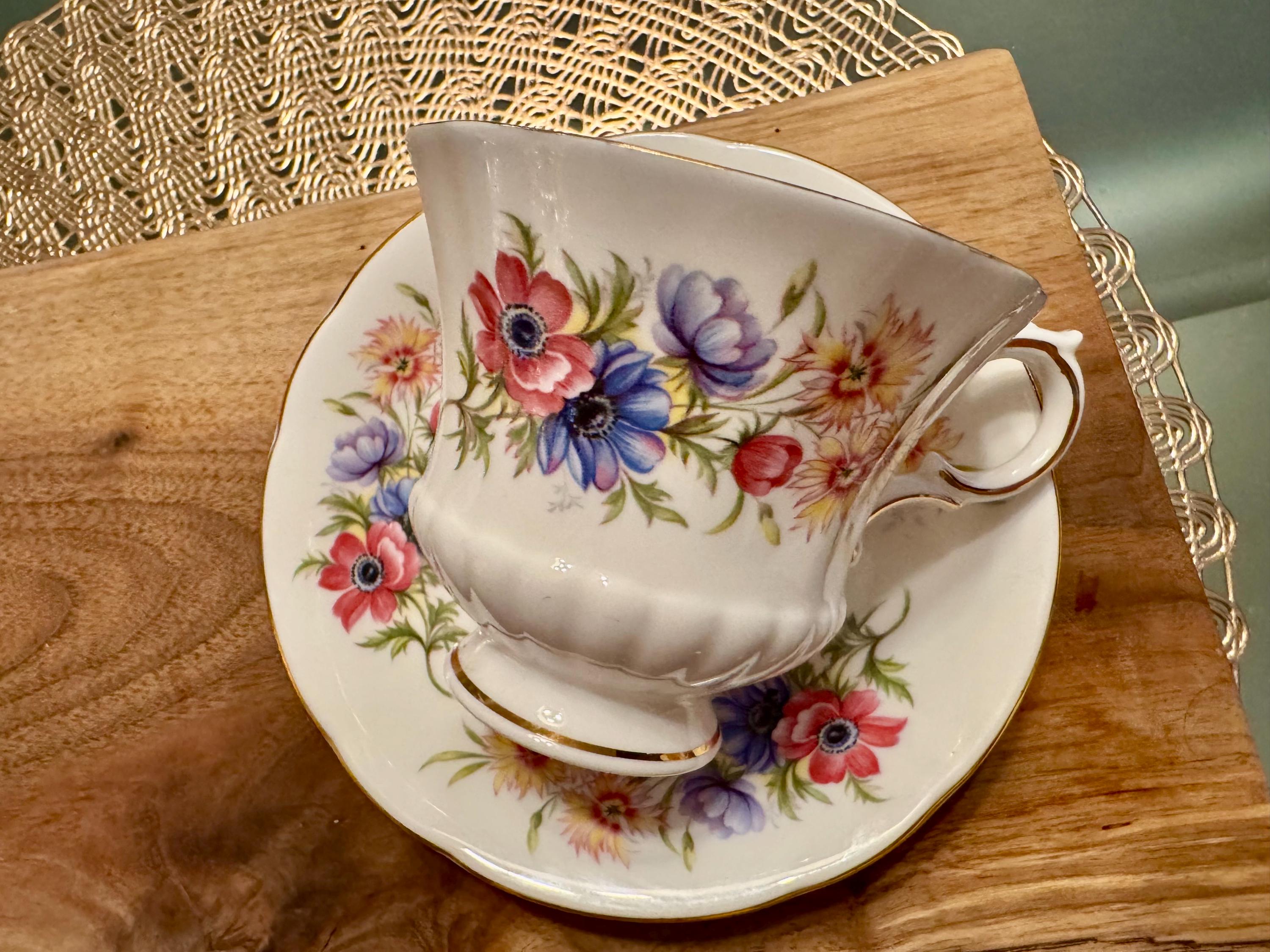 Vintage Paragon “Flower Festival” Bone China Cup and Saucer - Made in England (1957-1960)