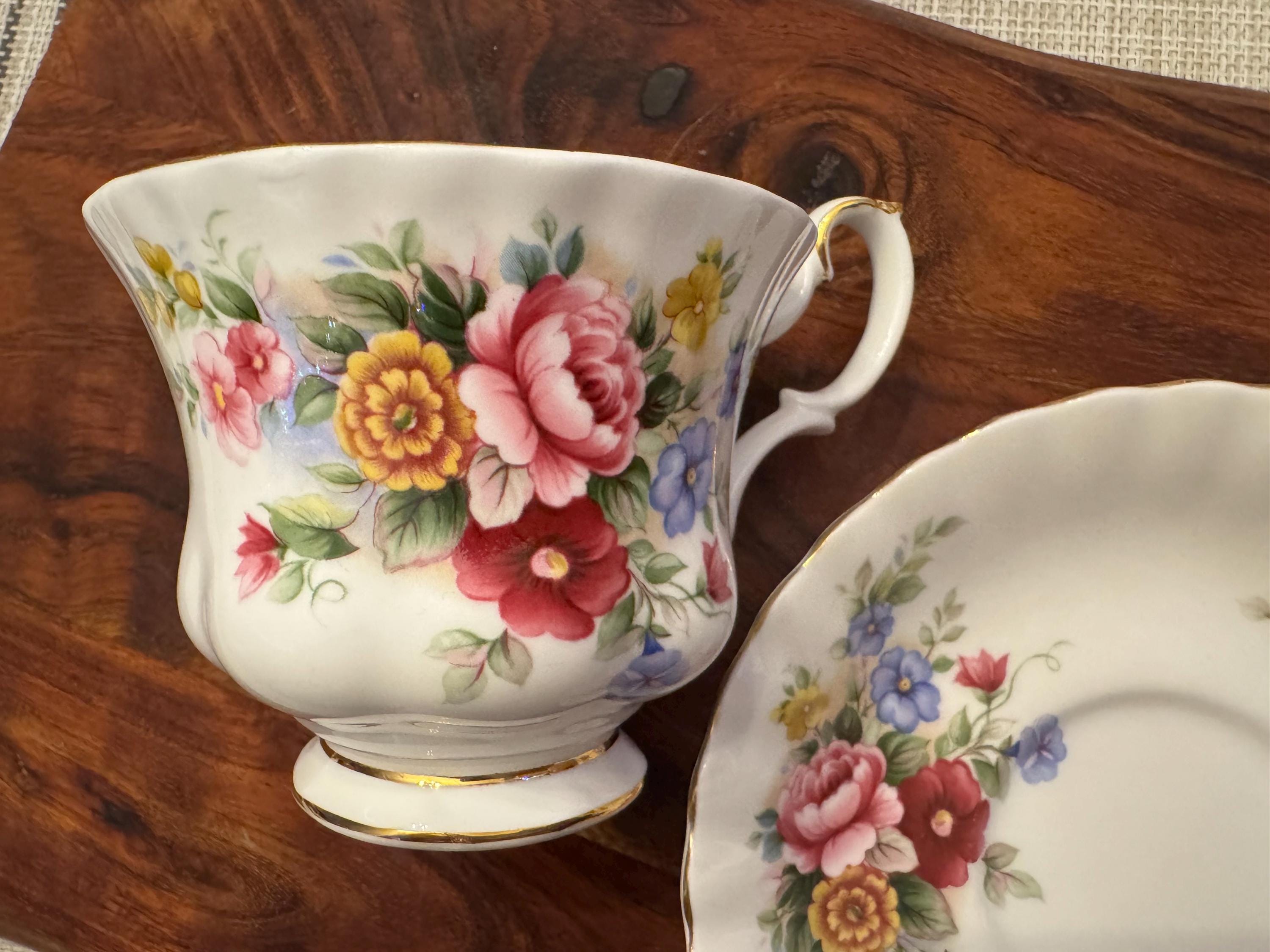 Royal Albert “Chelsea Garden” Teacup and Saucer - Exquisite Vintage Fine Bone China