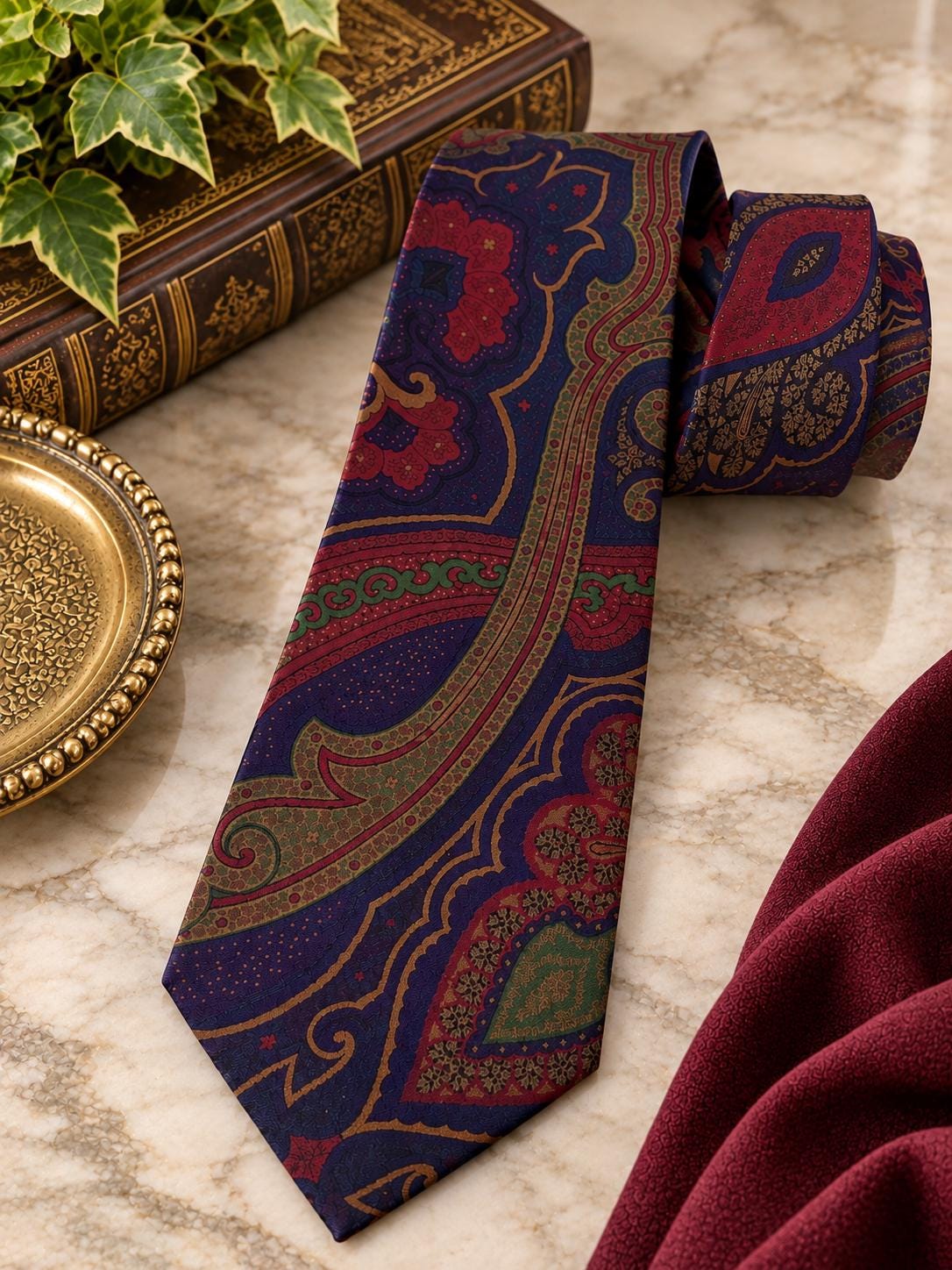 Vintage Ralph Lauren 100% Silk Tie – Made in Italy by Hand – Oversized Paisley Designer Necktie