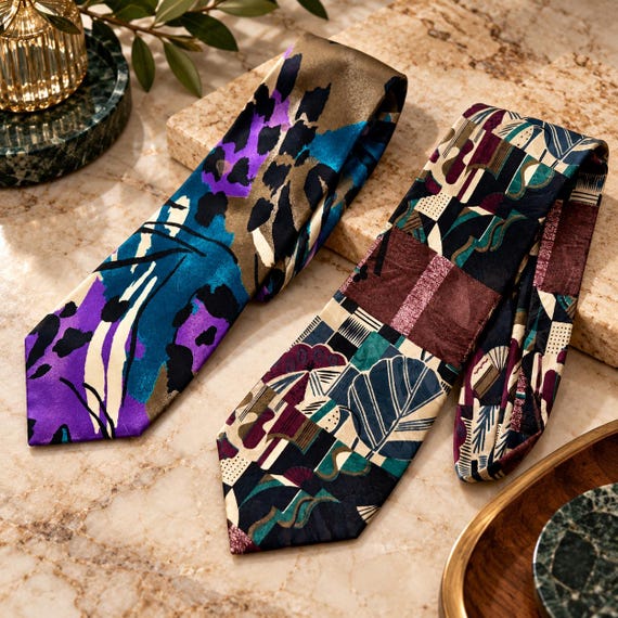 Vintage Silk Tie Collection — Bold Abstract Neckties — Sold Separately — Made in Canada