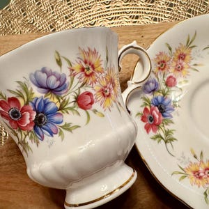 Vintage Paragon “Flower Festival” Bone China Cup and Saucer - Made in England (1957-1960) image 3